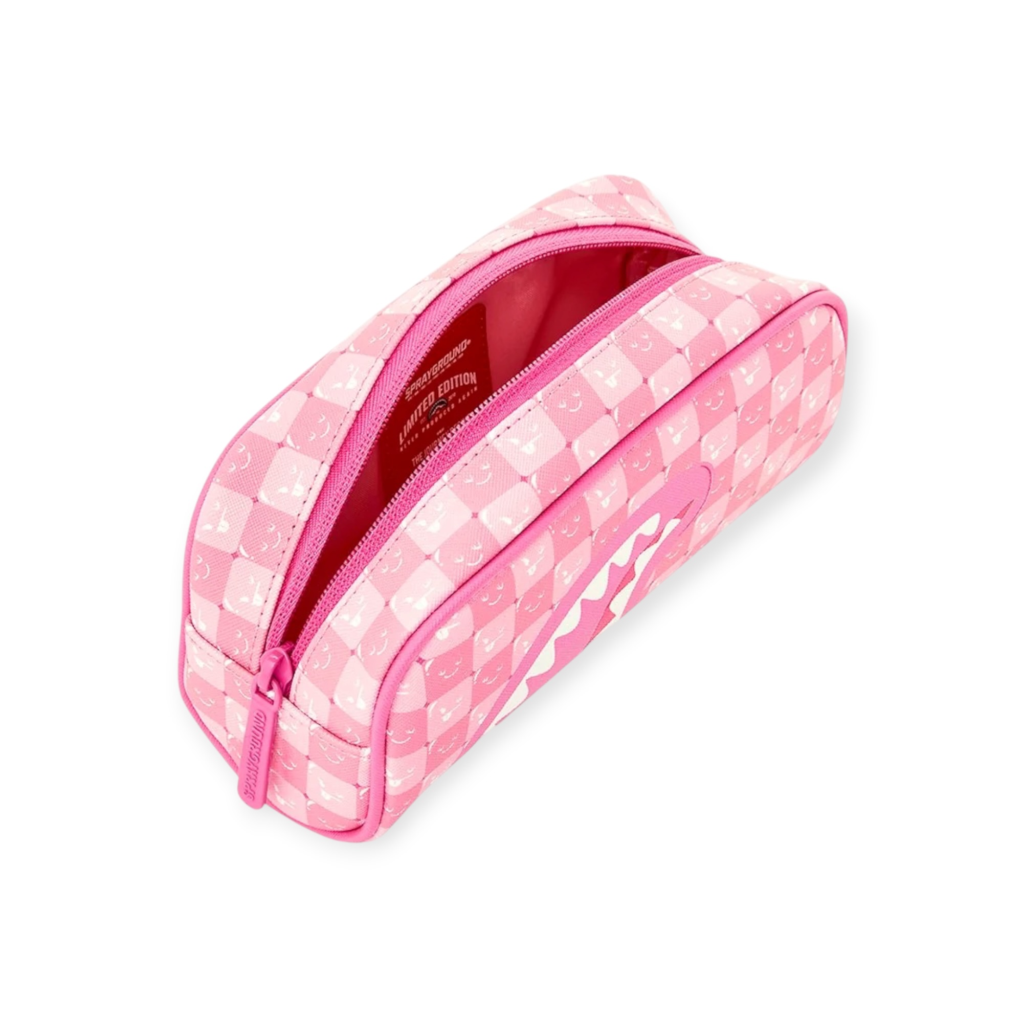 קלמר במכירה מוקדמת צפי הגעה עד 16.7 SPRAYGROUND PINK NEW CHECK FACES PENCIL POUCH