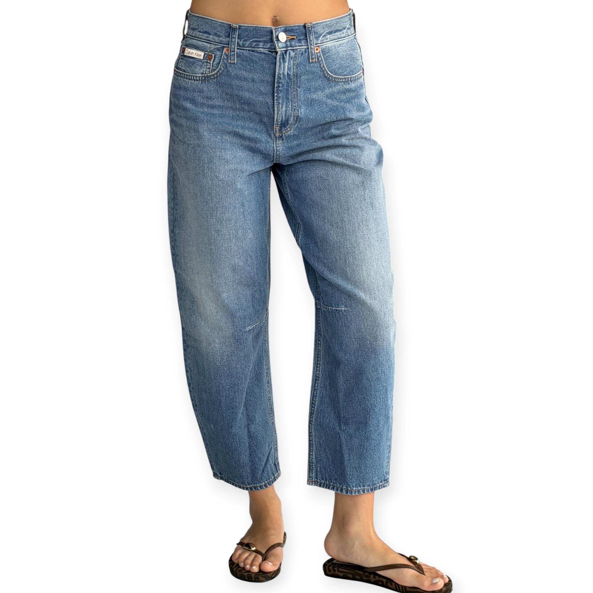גינס נשים  CLVIN KLEIN CROPPED BAGGY JEANS