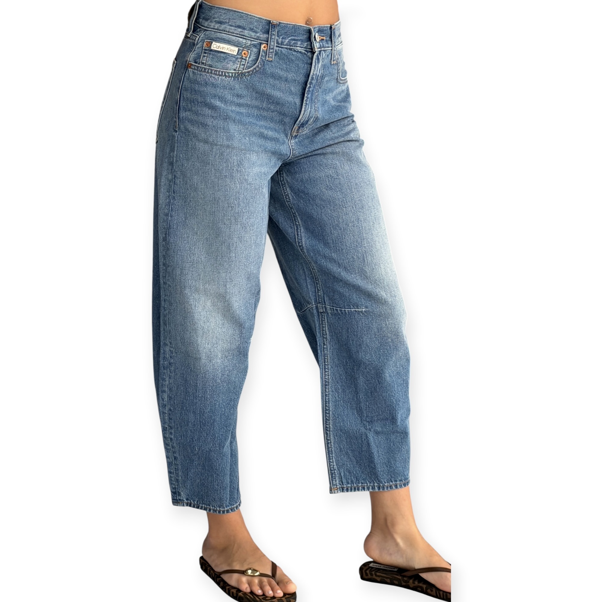 גינס נשים  CLVIN KLEIN CROPPED BAGGY JEANS