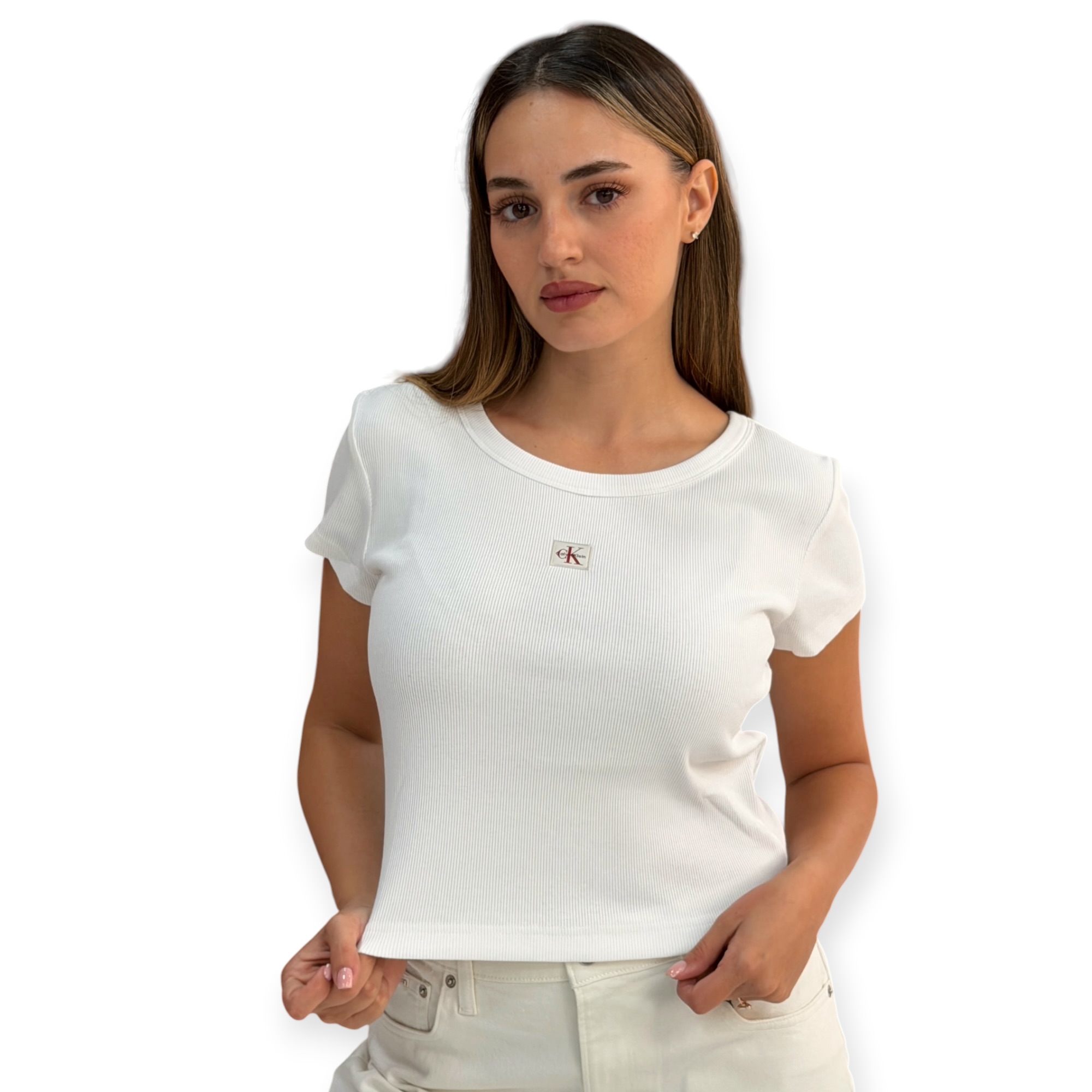 חולצה CALVIN KLEIN RIB BABY TEE חולצה CALVIN KLEIN RIB BABY TEE