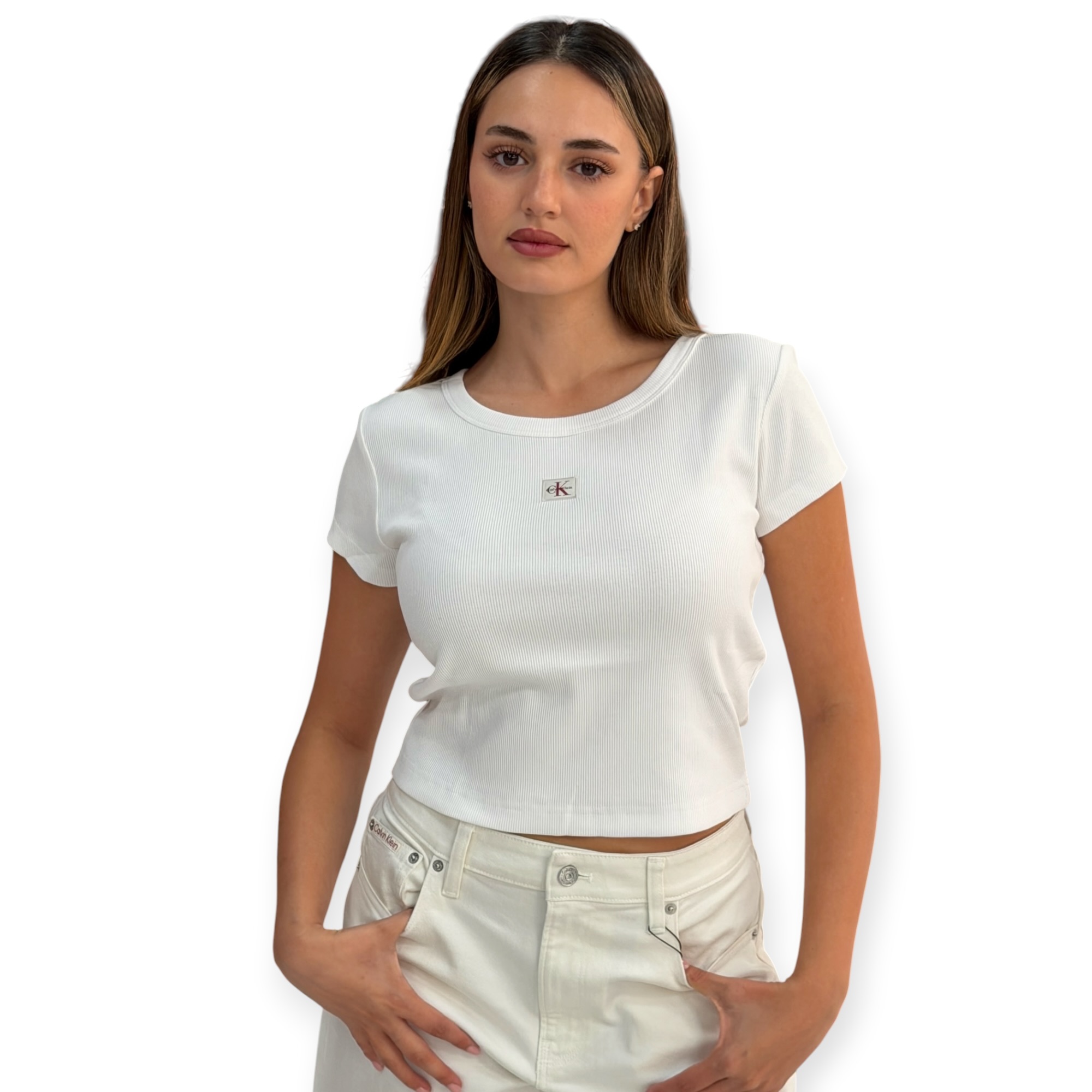 חולצה CALVIN KLEIN RIB BABY TEE חולצה CALVIN KLEIN RIB BABY TEE