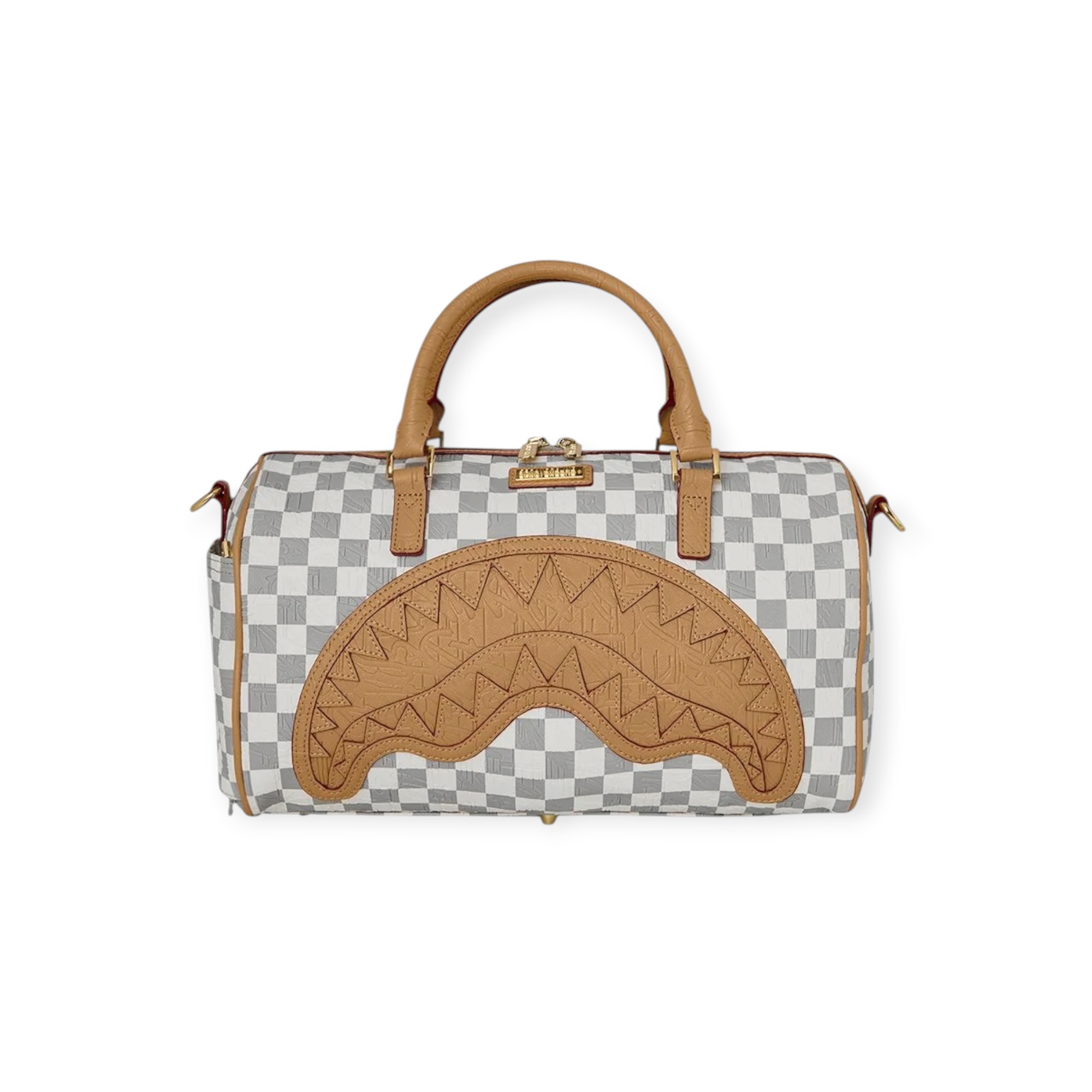 תיק SPRAYGROUND EMBOSSED CREAM CHECK MINI DUFFLE תיק SPRAYGROUND EMBOSSED CREAM CHECK MINI DUFFLE