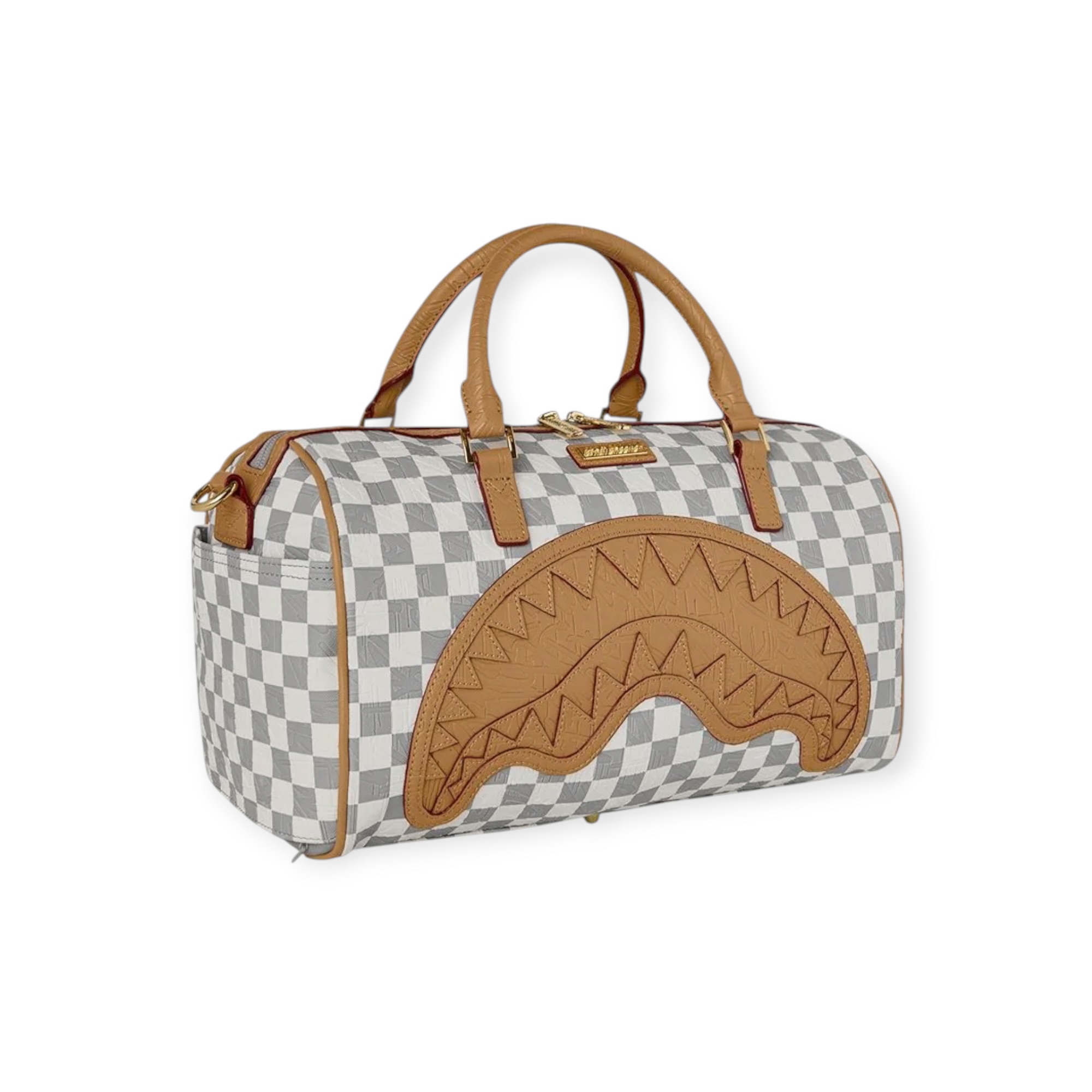 תיק SPRAYGROUND EMBOSSED CREAM CHECK MINI DUFFLE תיק SPRAYGROUND EMBOSSED CREAM CHECK MINI DUFFLE