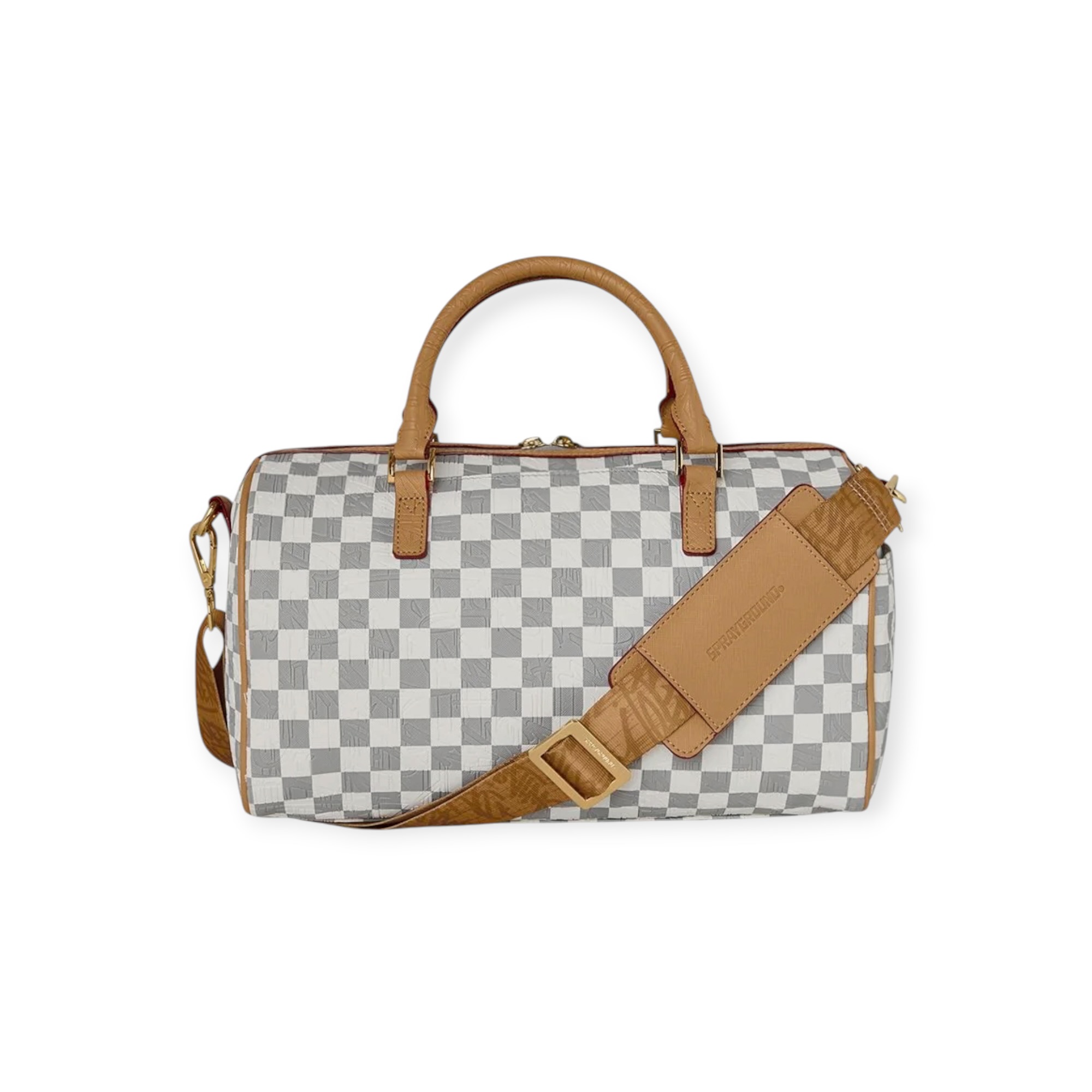 תיק SPRAYGROUND EMBOSSED CREAM CHECK MINI DUFFLE תיק SPRAYGROUND EMBOSSED CREAM CHECK MINI DUFFLE