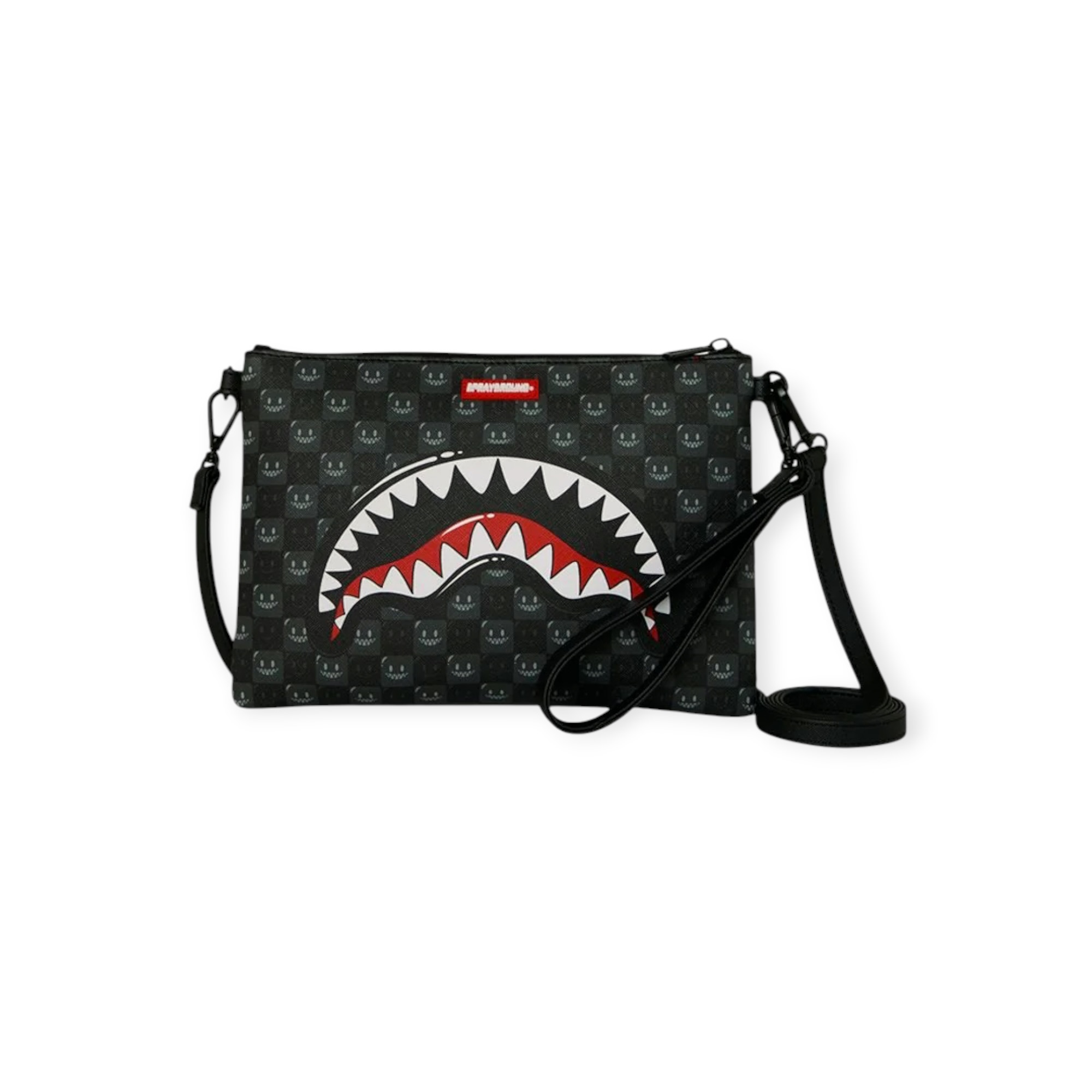 תיק  SPRAYGROUND SHARKS IN PARIS WTF BUBBLY BLACK CHECK CLUTCH