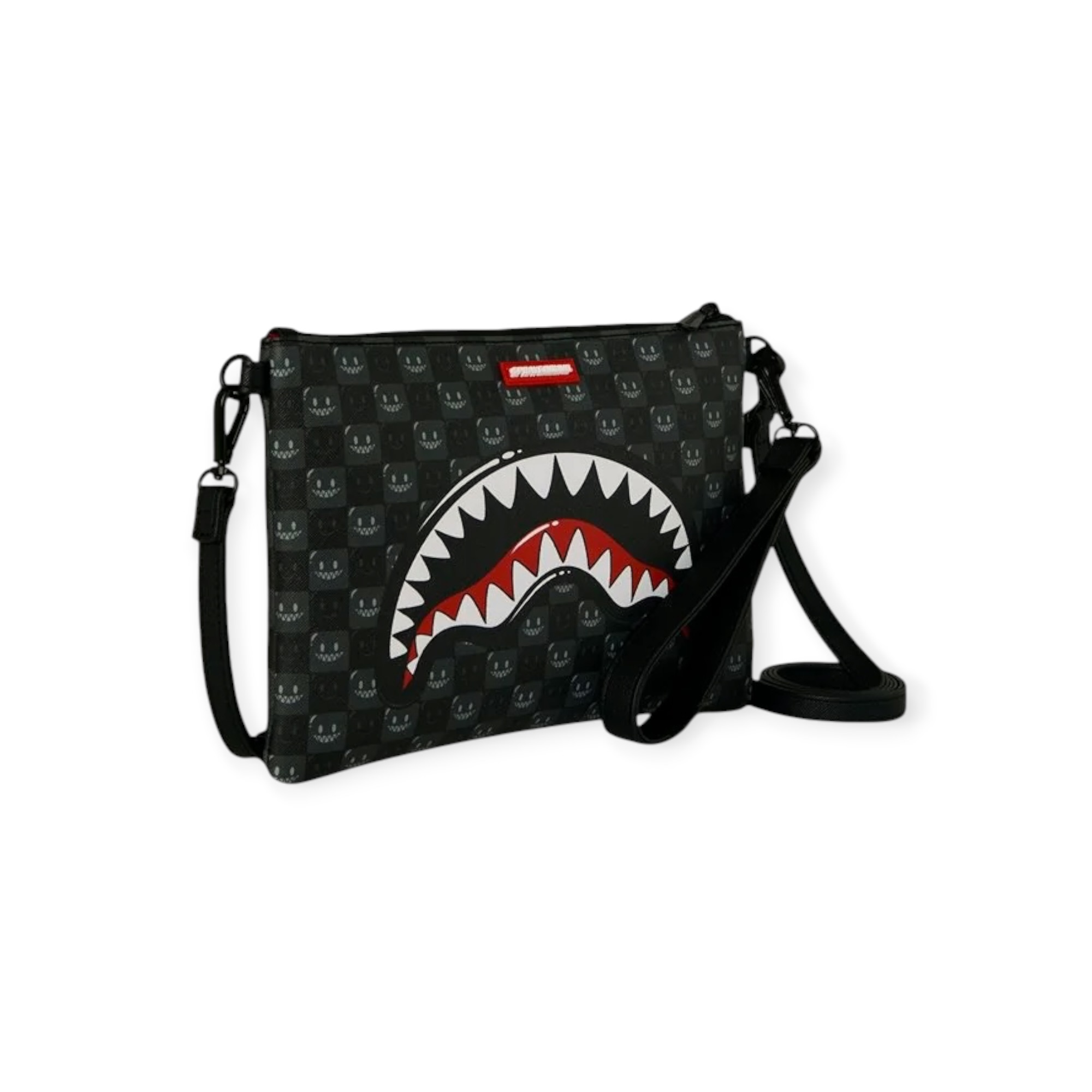 תיק  SPRAYGROUND SHARKS IN PARIS WTF BUBBLY BLACK CHECK CLUTCH