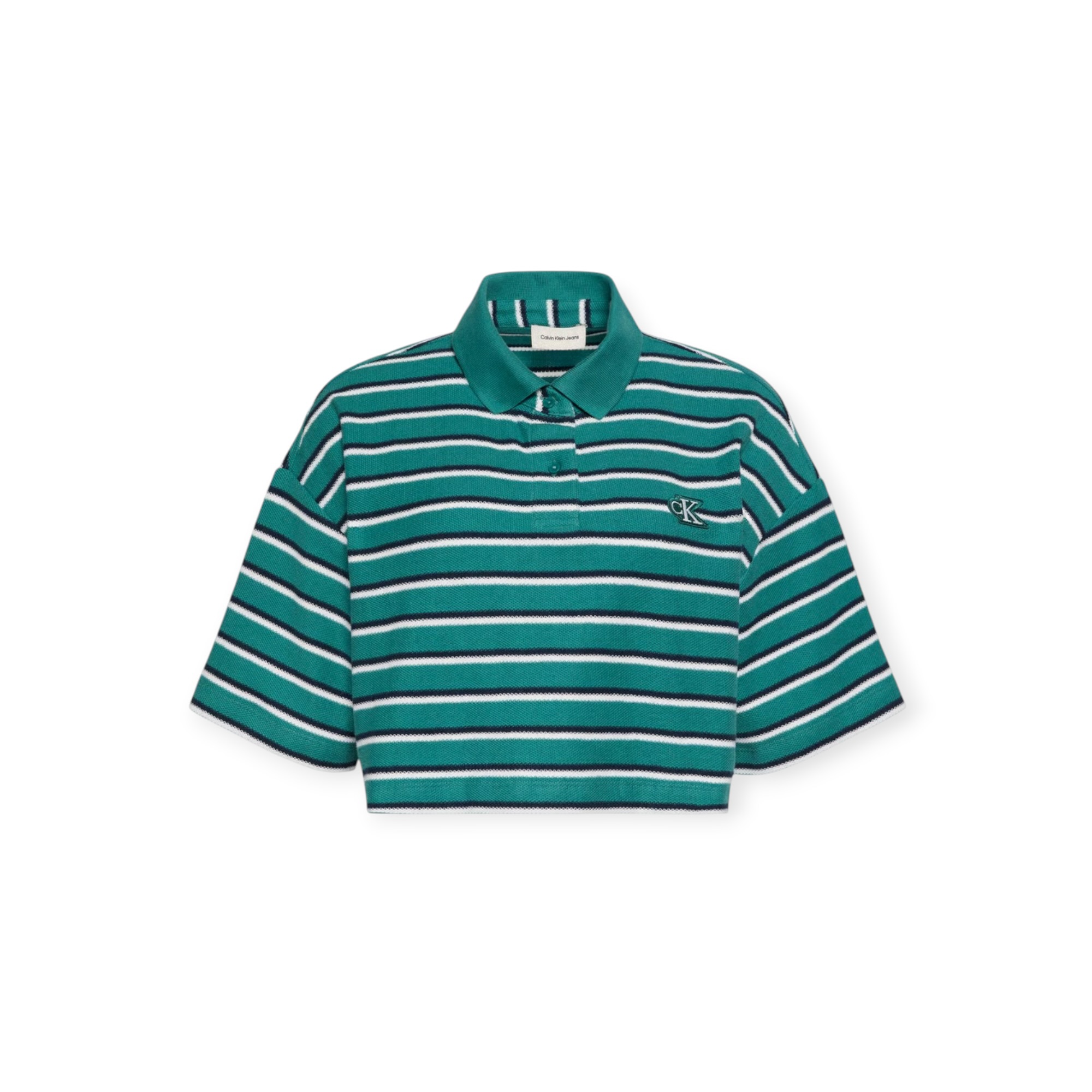 חולצה נשים CALVIN KLEIN PIQUE STRIPED POLO חולצה נשים CALVIN KLEIN PIQUE STRIPED POLO
