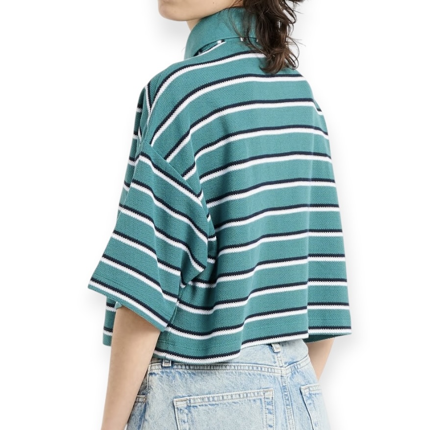 חולצה נשים CALVIN KLEIN PIQUE STRIPED POLO חולצה נשים CALVIN KLEIN PIQUE STRIPED POLO
