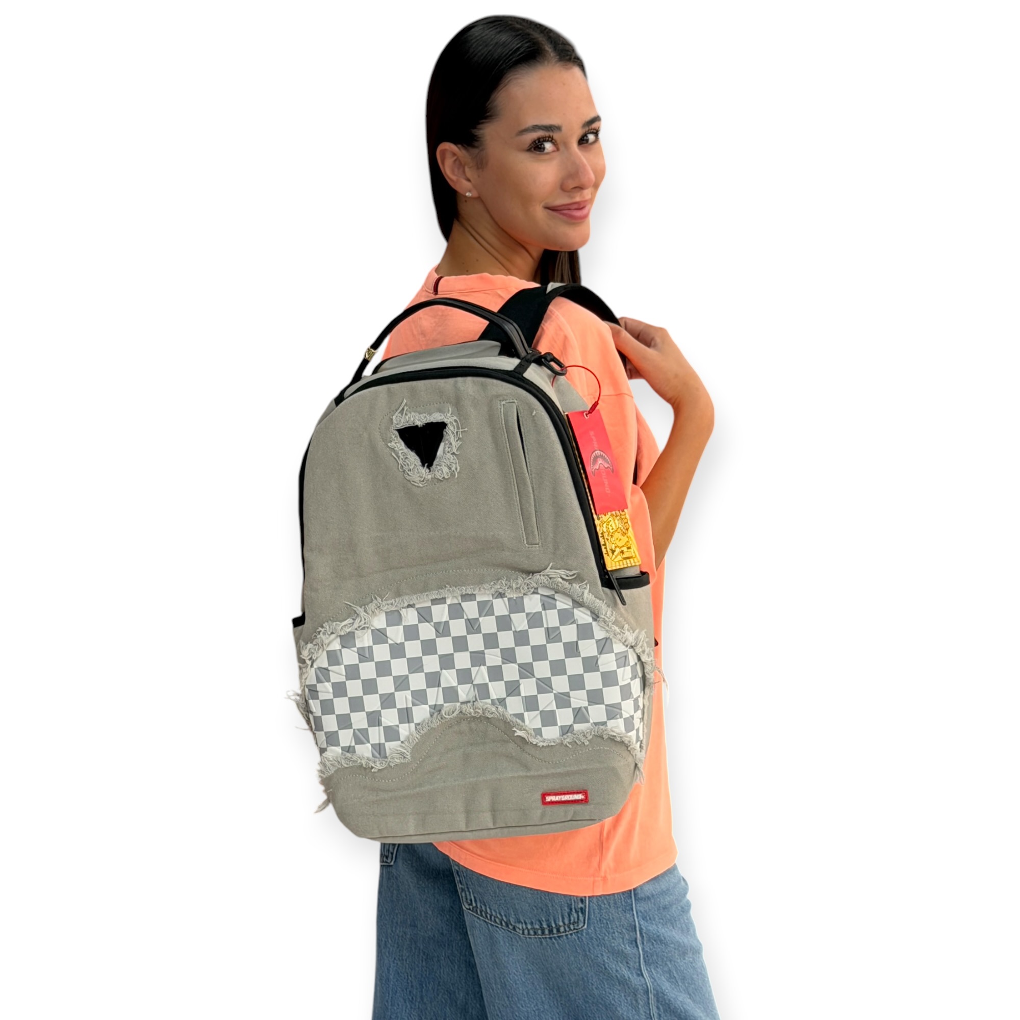 תיק גב  SPRAYGROUND CREAM DENIM TEAR SHARK BACKPACK