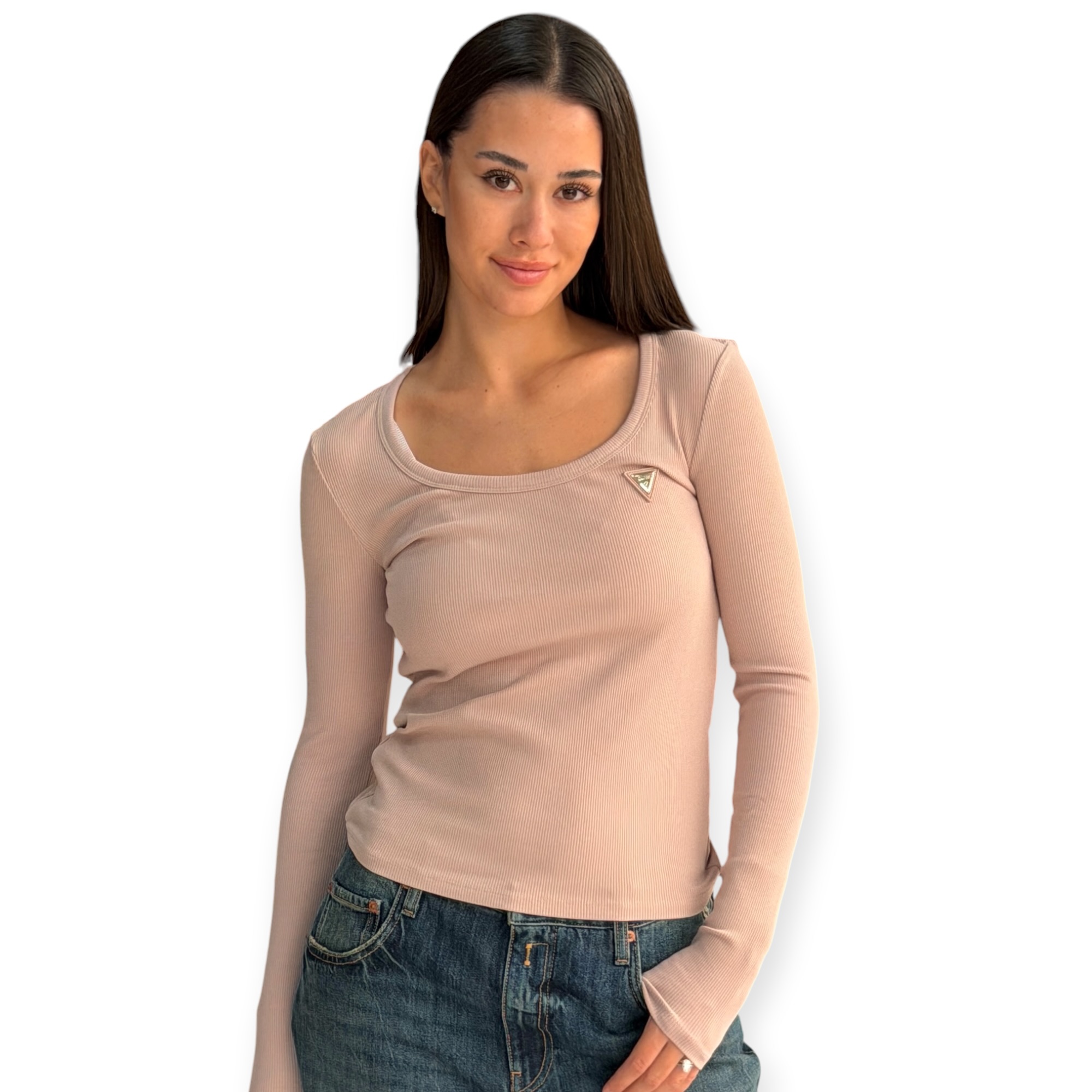 חולצה נשים GUESS COLETTE LS RIB TOP חולצה נשים GUESS COLETTE LS RIB TOP