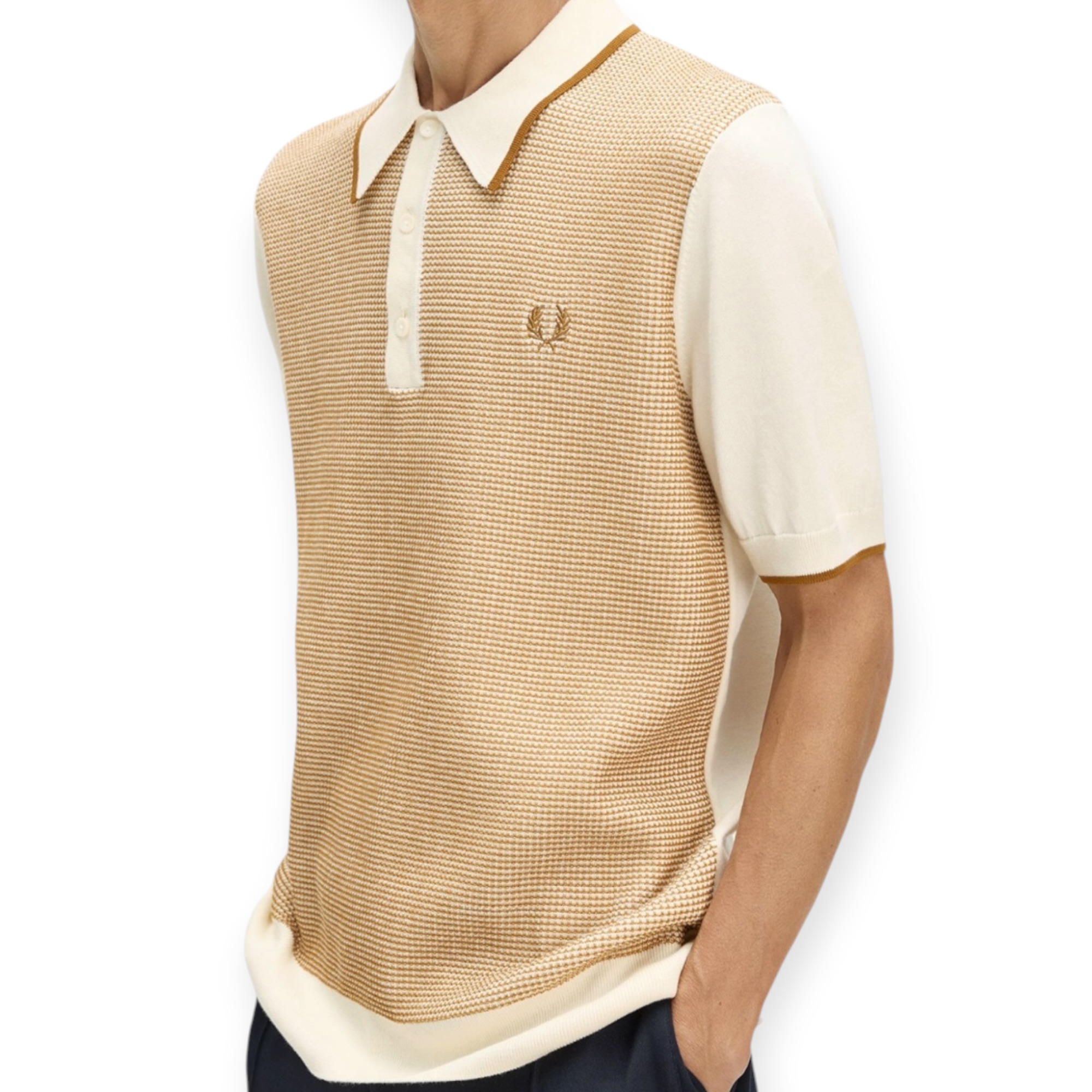 חולצה לגברים FRED PERRY WAFFLE KNITTED SHIRT