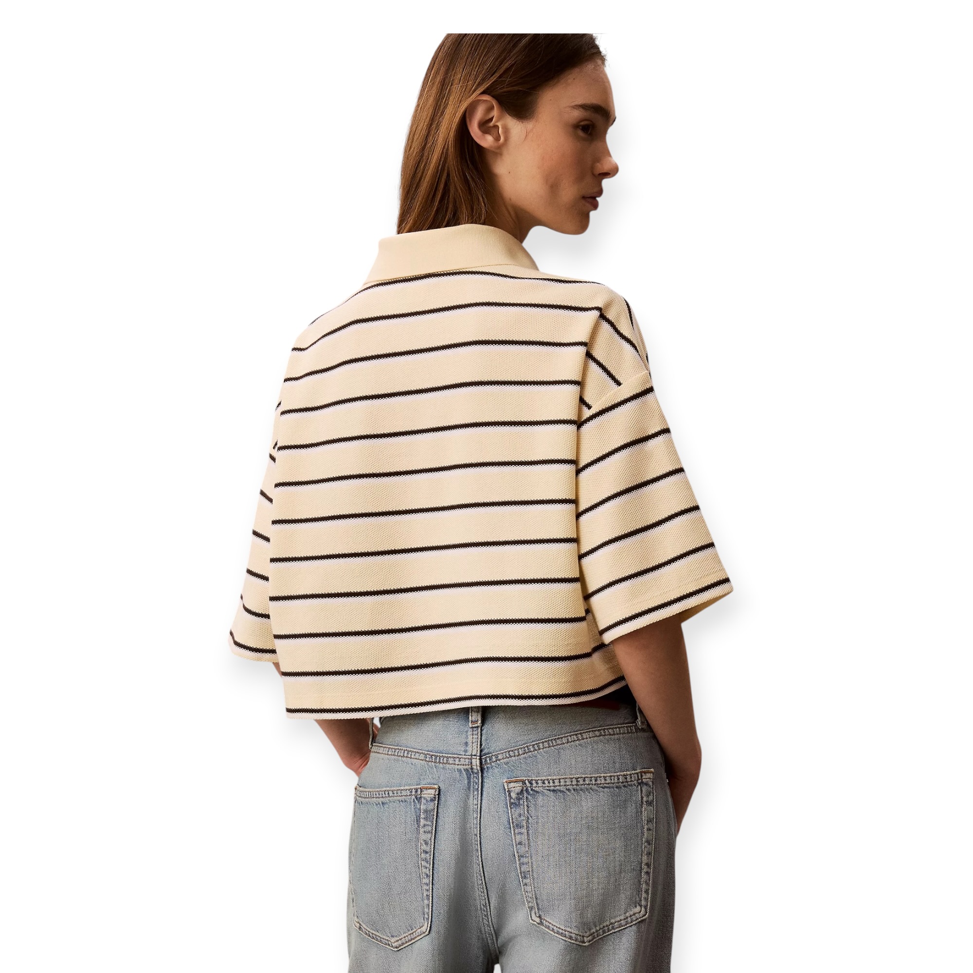 חולצה נשים CALVIN KLEIN PIQUE STRIPED POLO