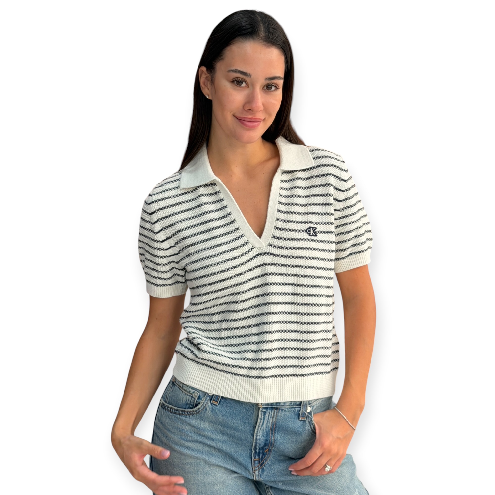 חולצה נשים CALVIN KLEIN STRIPED POLO