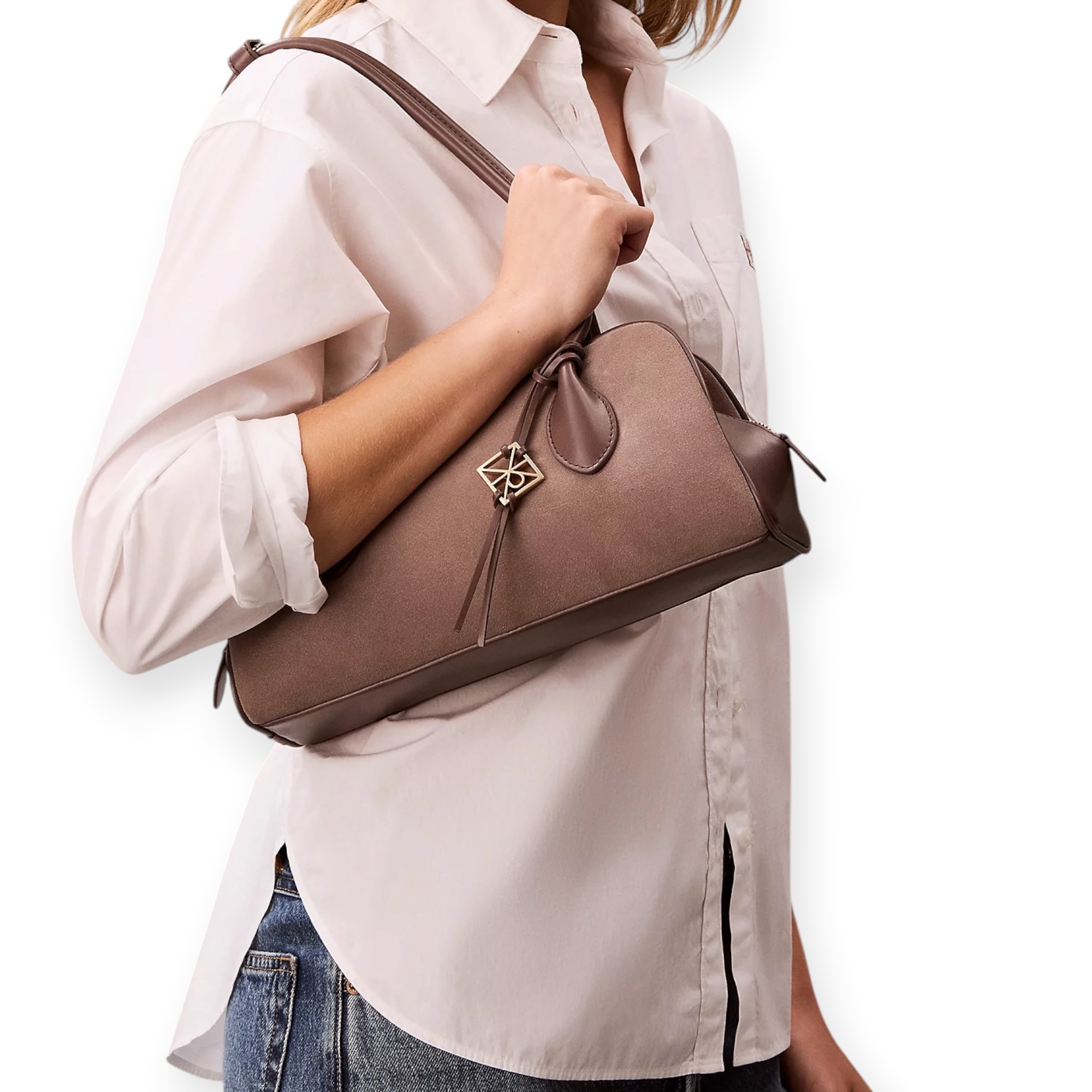 תיק נשים CALVIN KLEIN SUEDE SHOULDER BAG תיק נשים CALVIN KLEIN SUEDE SHOULDER BAG
