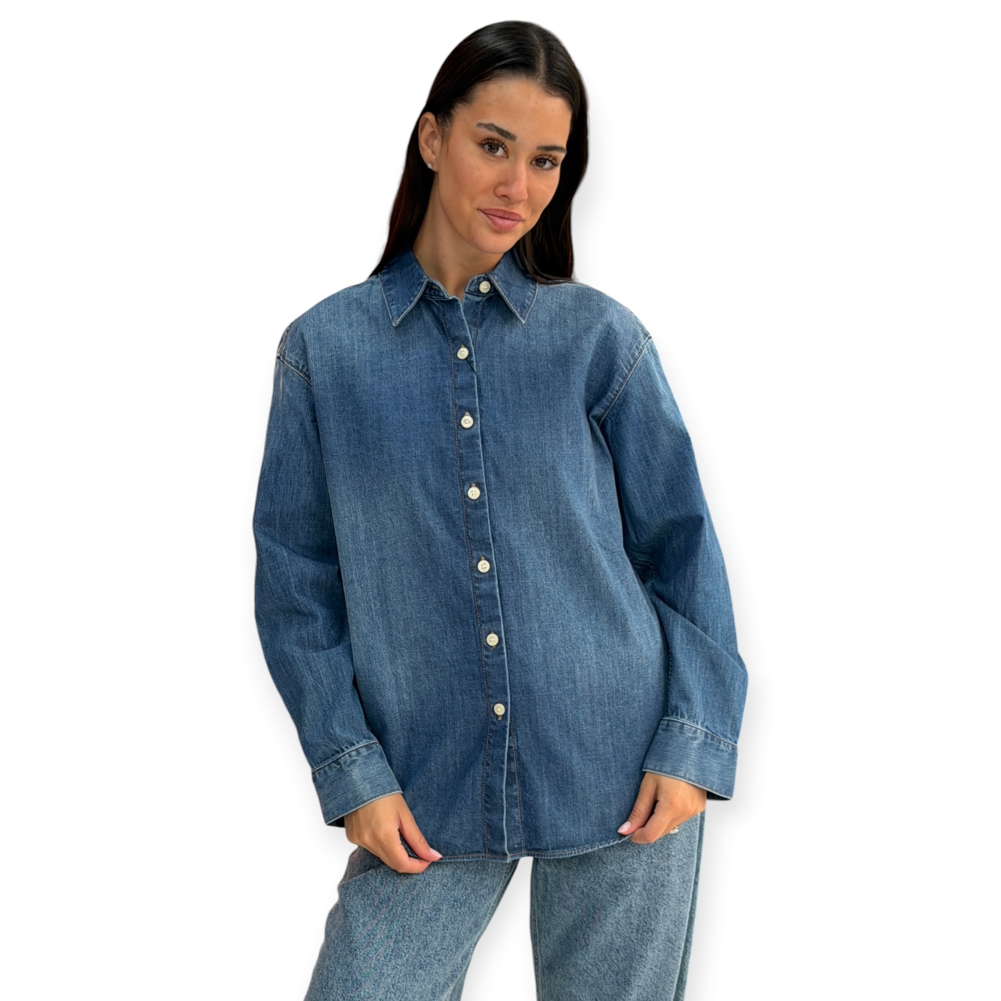 חולצה CALVIN KLEIN OVERSIZED INDIGO SHIRT חולצה CALVIN KLEIN OVERSIZED INDIGO SHIRT