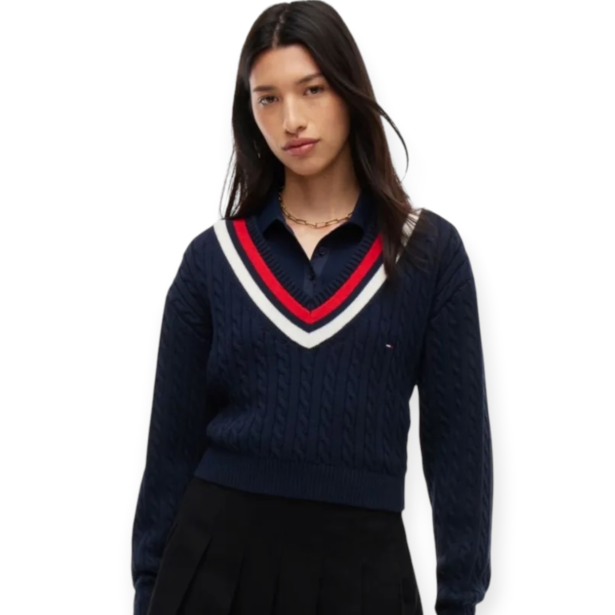 סריג נשים TOMMY HILFIGER CABLE SWEATER