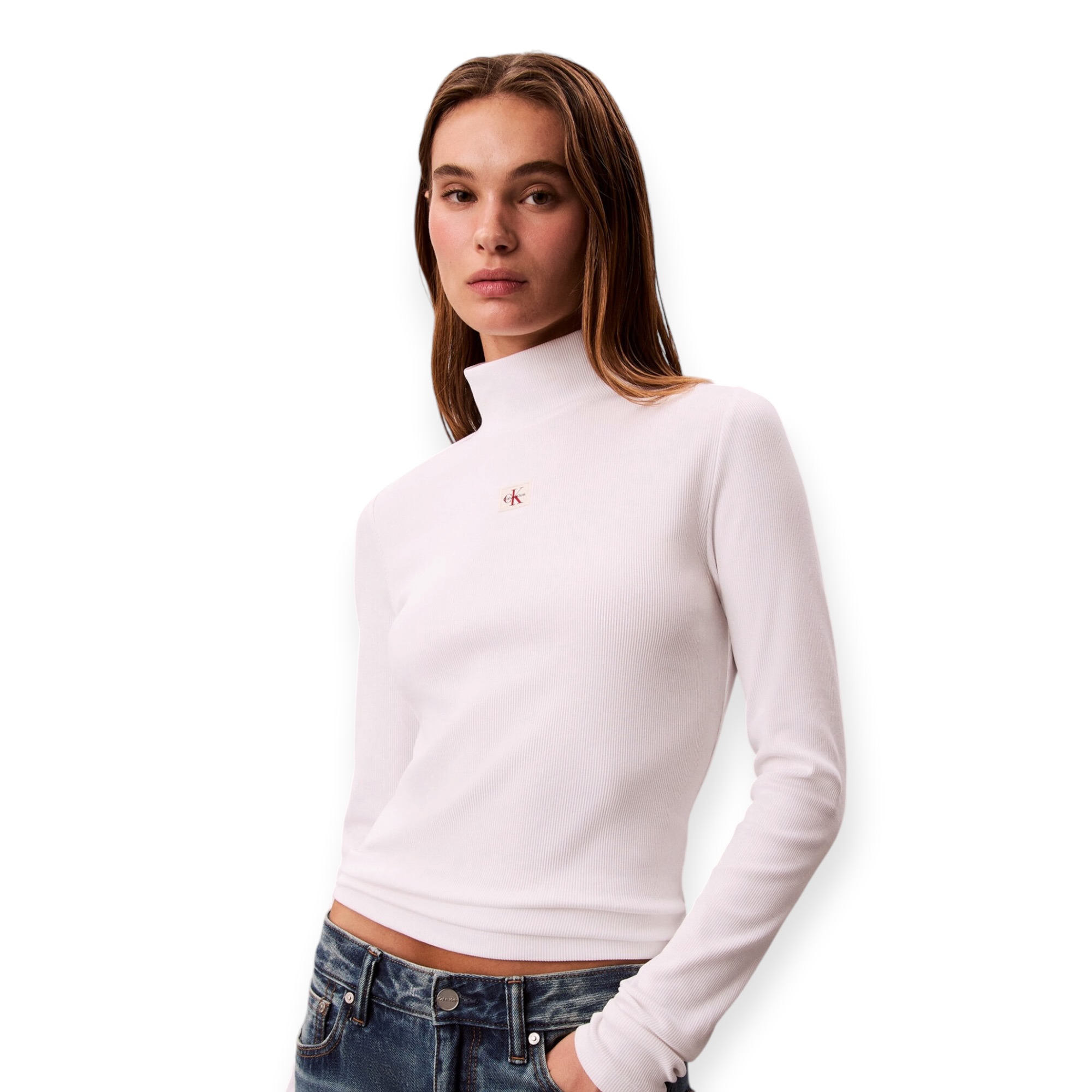 חולצה נשים CALVIN KLEIN WOVEN RIB TEE