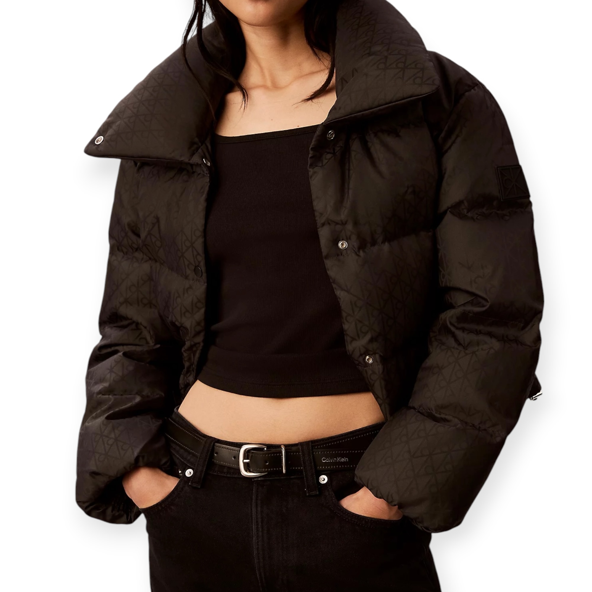 מעיל נשים שחור CALVIN KLEIN JACQUARD PUFFER