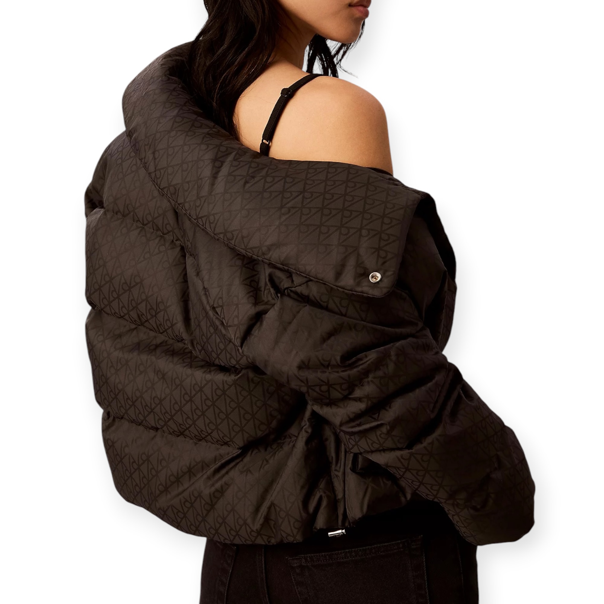 מעיל נשים שחור CALVIN KLEIN JACQUARD PUFFER מעיל נשים שחור CALVIN KLEIN JACQUARD PUFFER