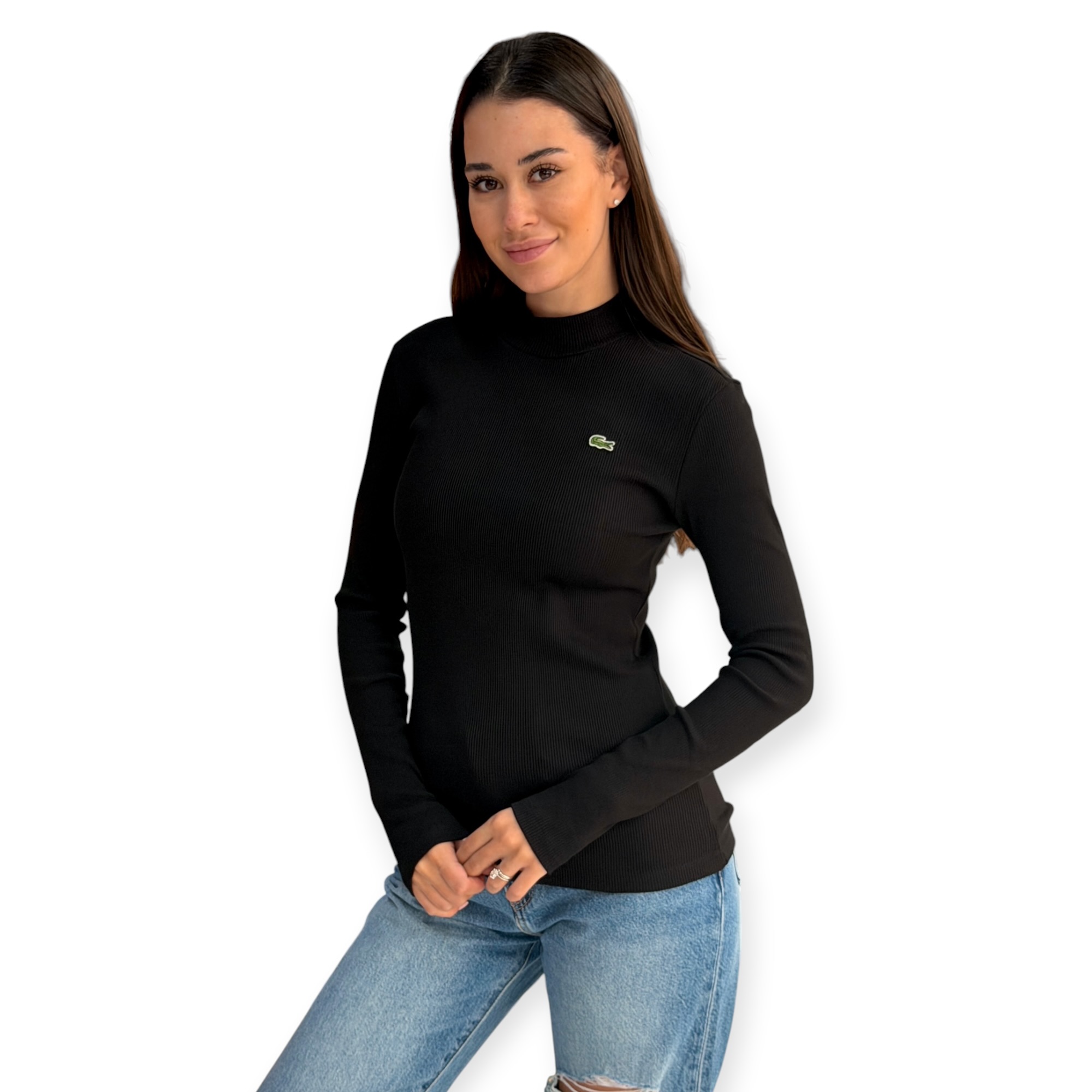 חולצה נשים LACOSTE RIB TURTLENECK SHIRT חולצה נשים LACOSTE RIB TURTLENECK SHIRT