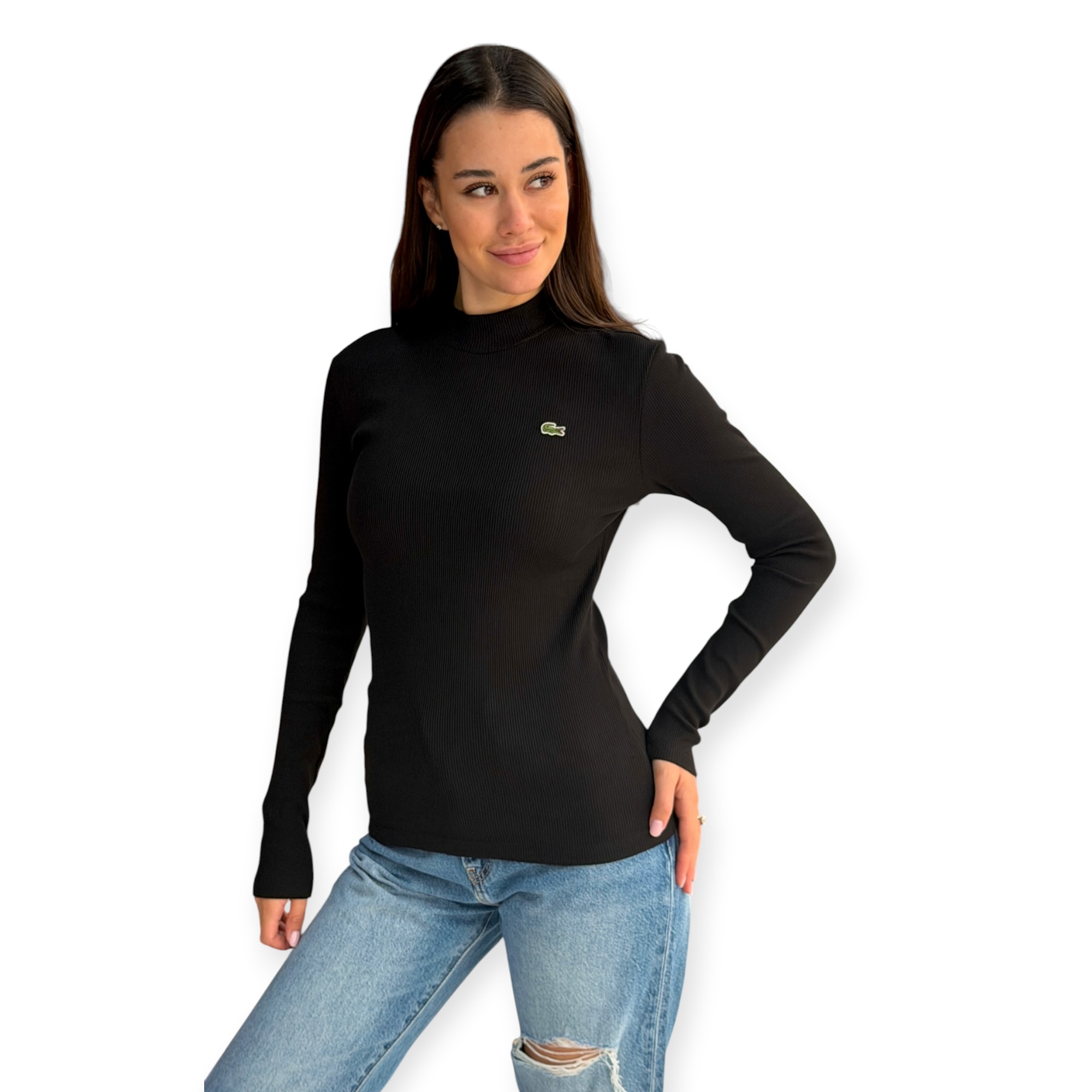 חולצה נשים LACOSTE RIB TURTLENECK SHIRT חולצה נשים LACOSTE RIB TURTLENECK SHIRT
