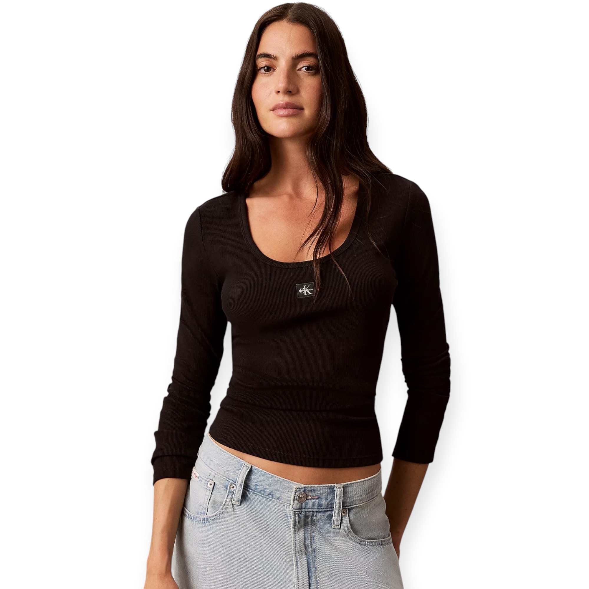 חולצה נשים CALVIN KLEIN WOVEN RIB TEE