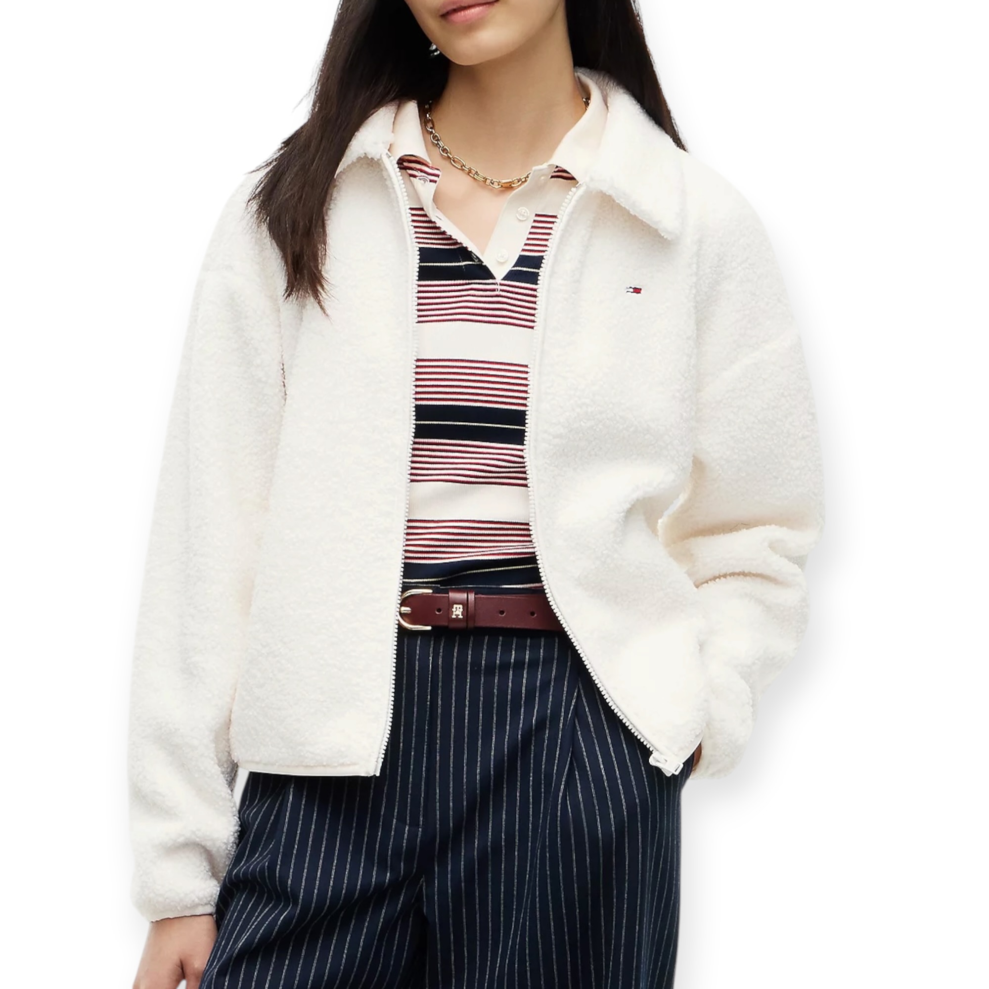 מעיל נשים TOMMY HILFIGER ZIP TEDDY JACKET