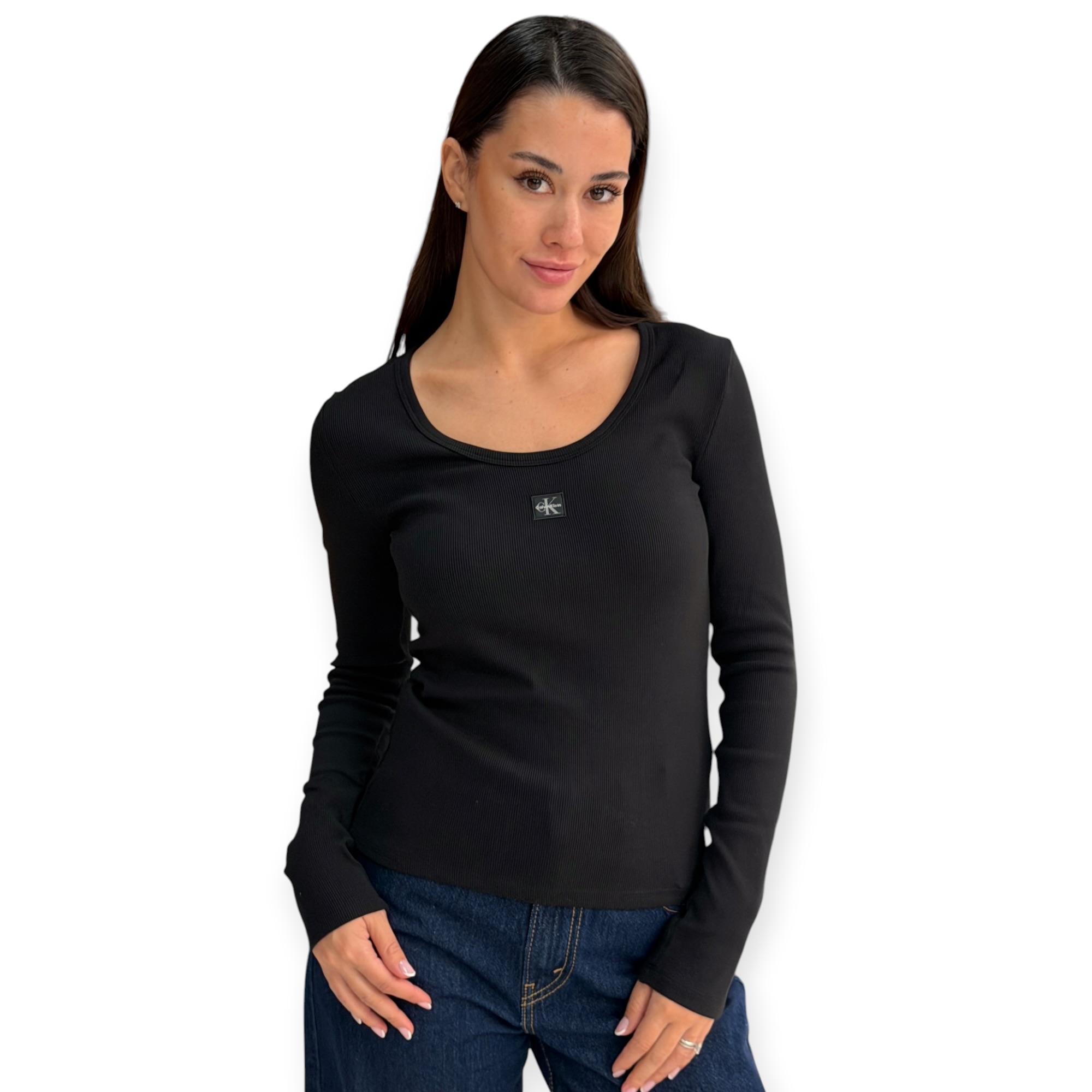 חולצה נשים CALVIN KLEIN WOVEN RIB TEE