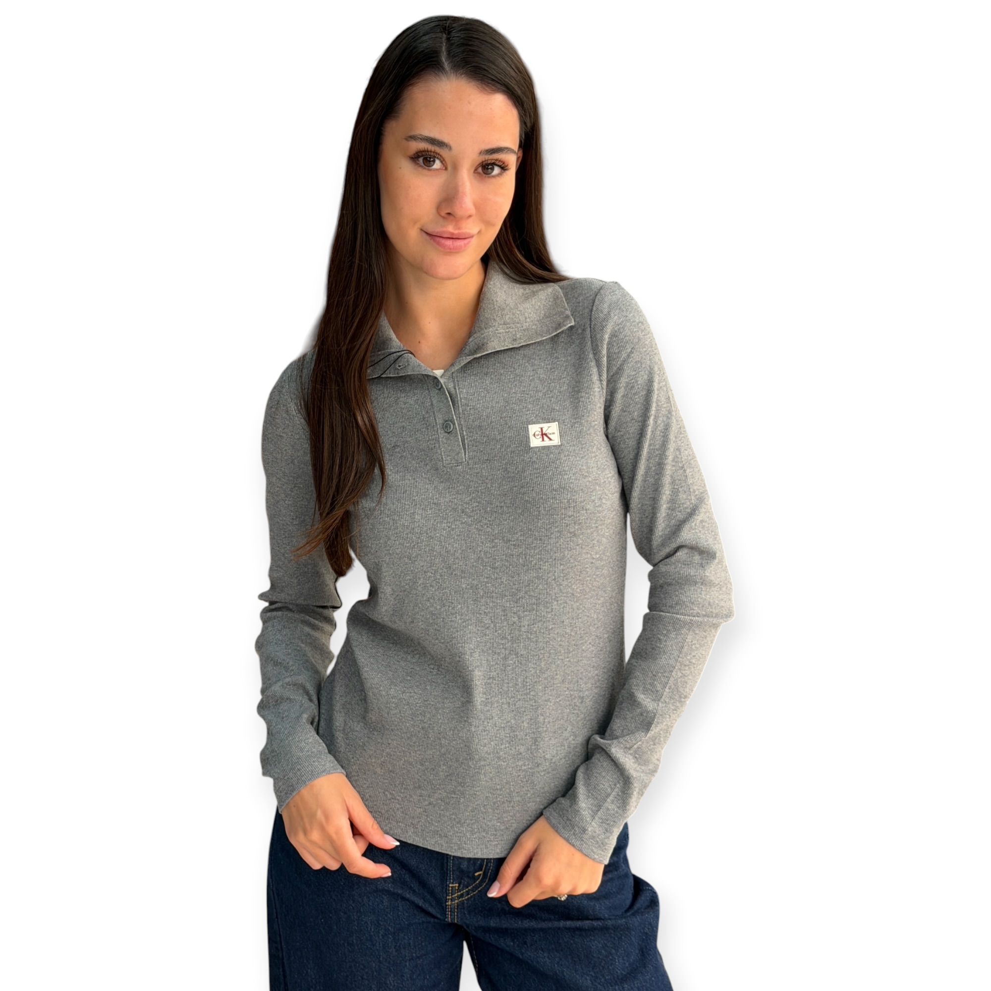 חולצה נשים CALVIN KLEIN HENLEY TEE