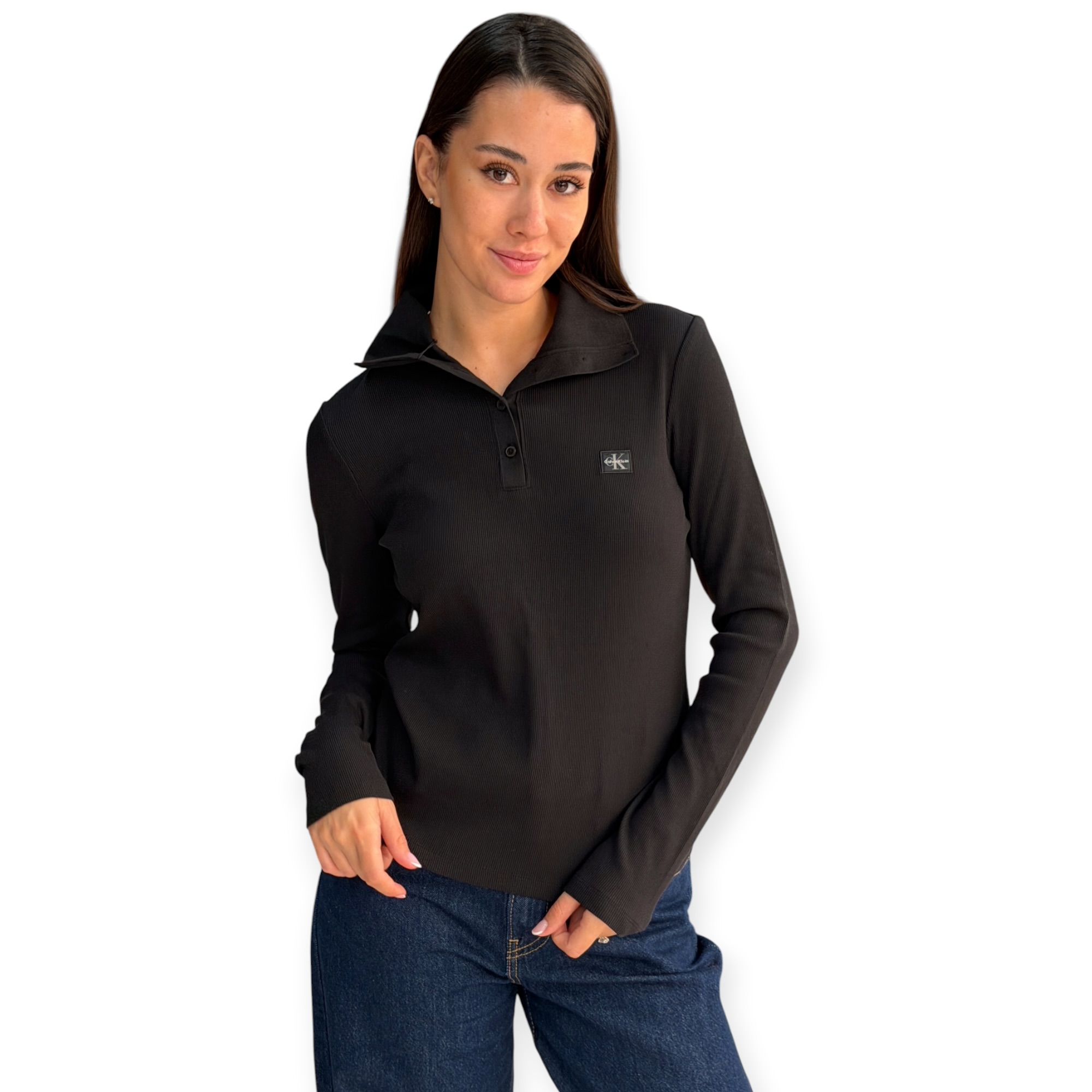 חולצה נשים CALVIN KLEIN HENLEY TEE