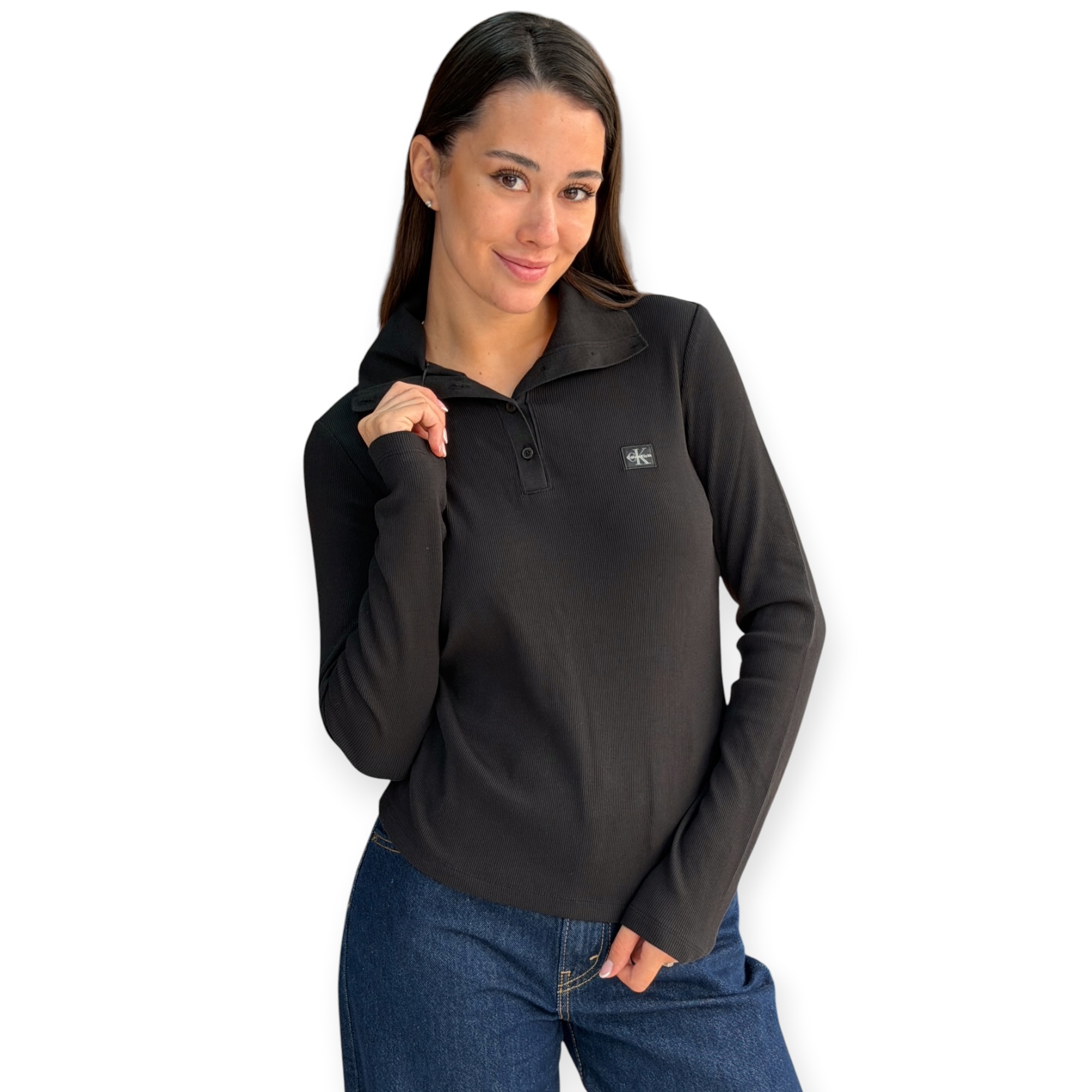 חולצה נשים CALVIN KLEIN HENLEY TEE