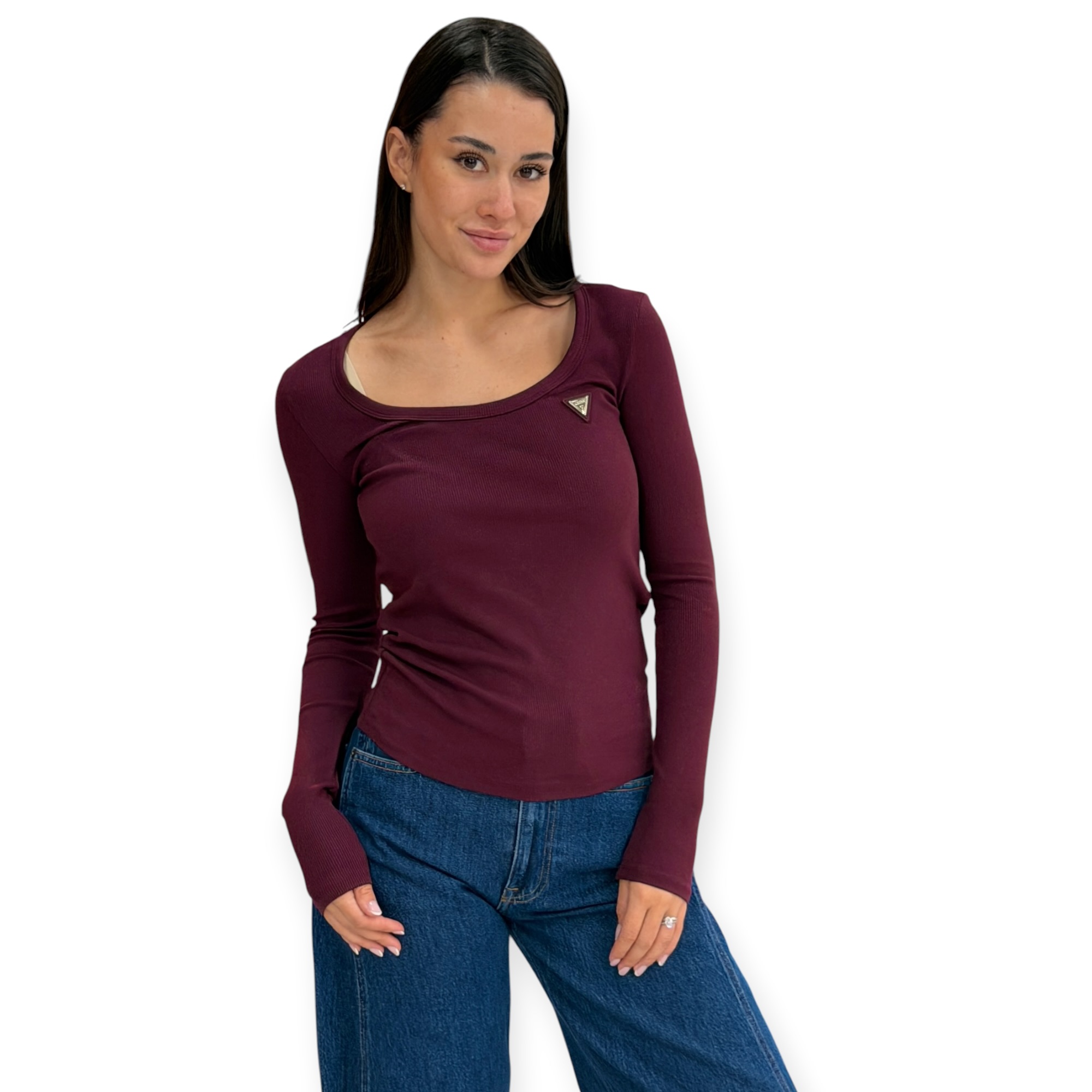 חולצה GUESS COLETTE LS RIB TOP