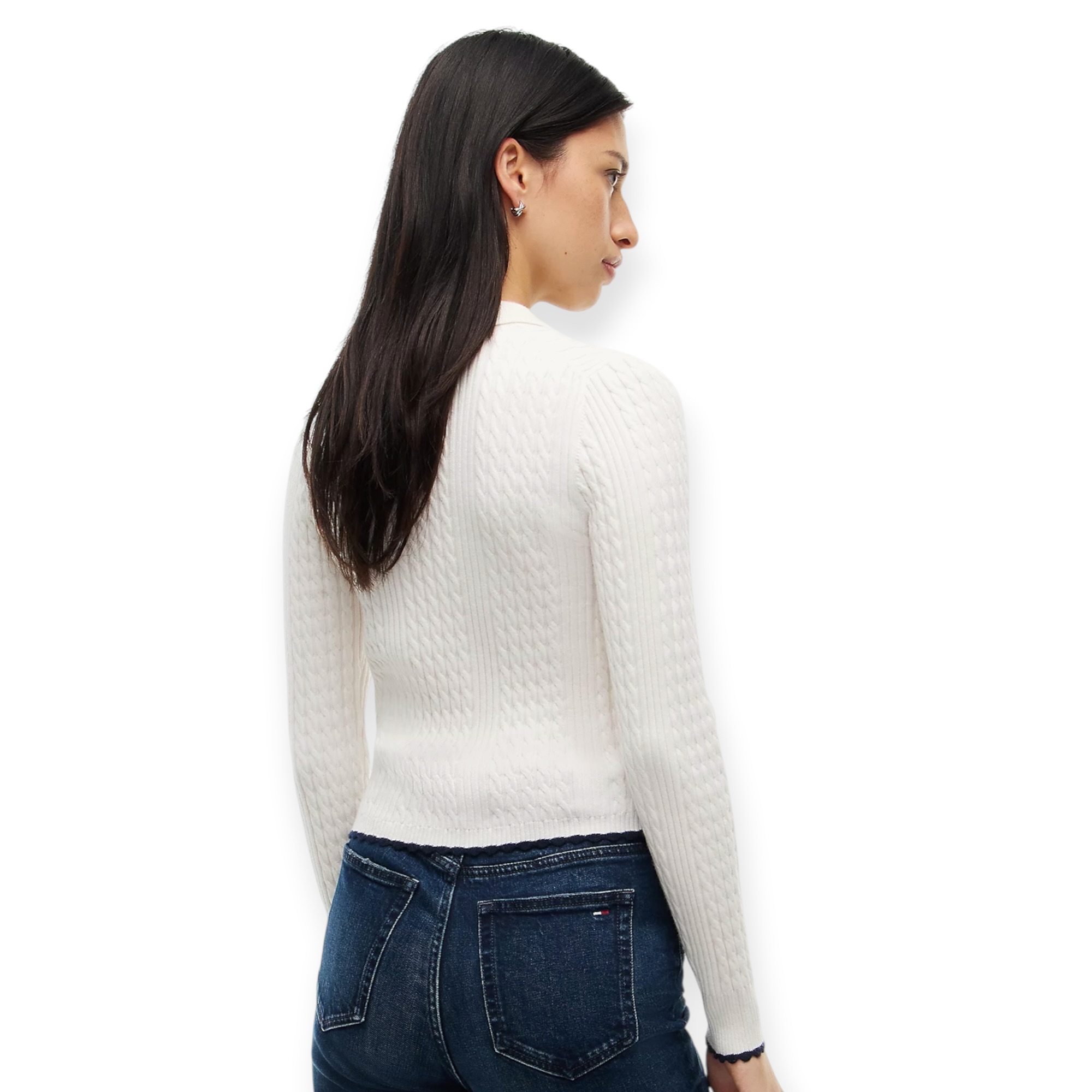סריג נשים TOMMY HILFIGER CABLE POLO SWEATER