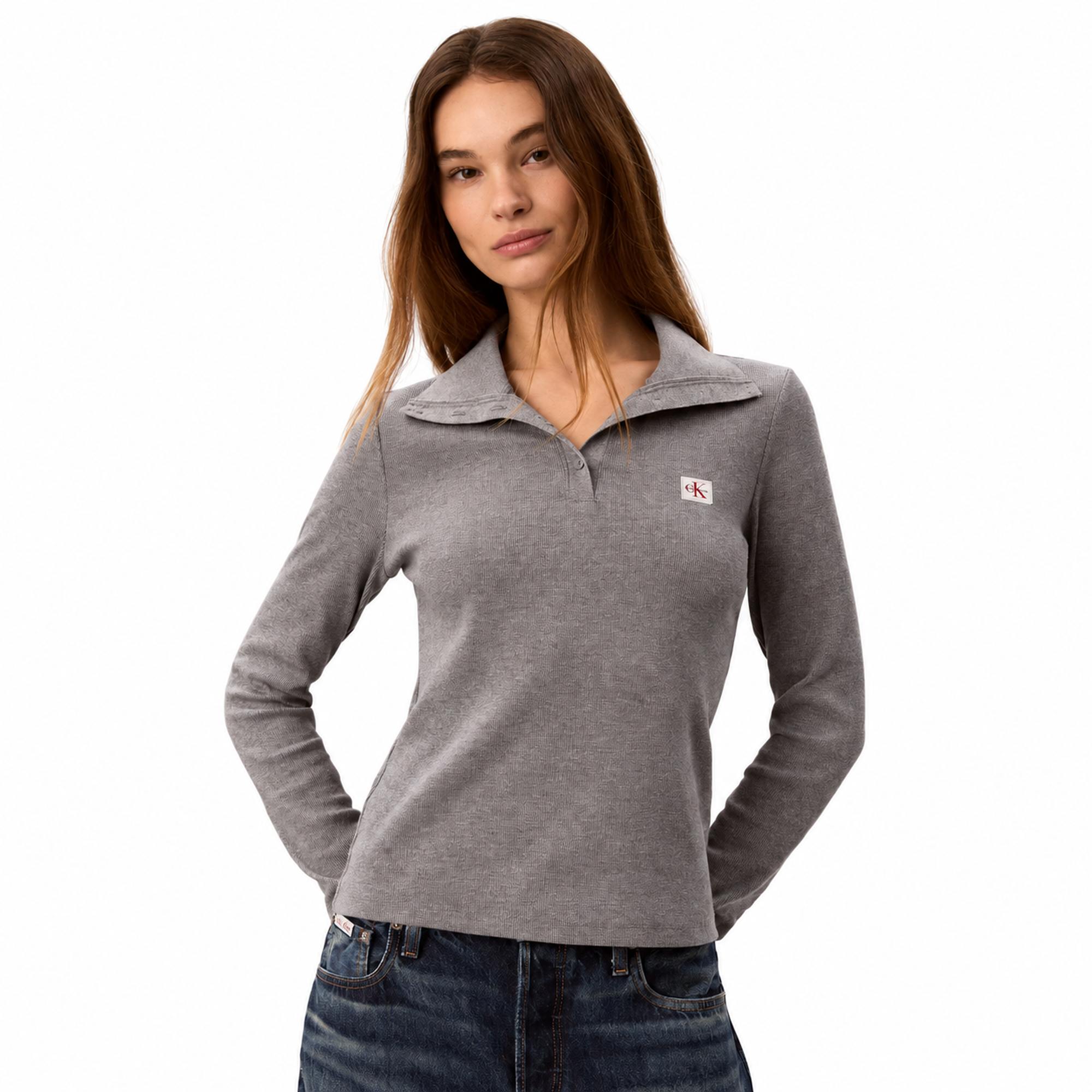 חולצה נשים CALVIN KLEIN HENLEY TEE