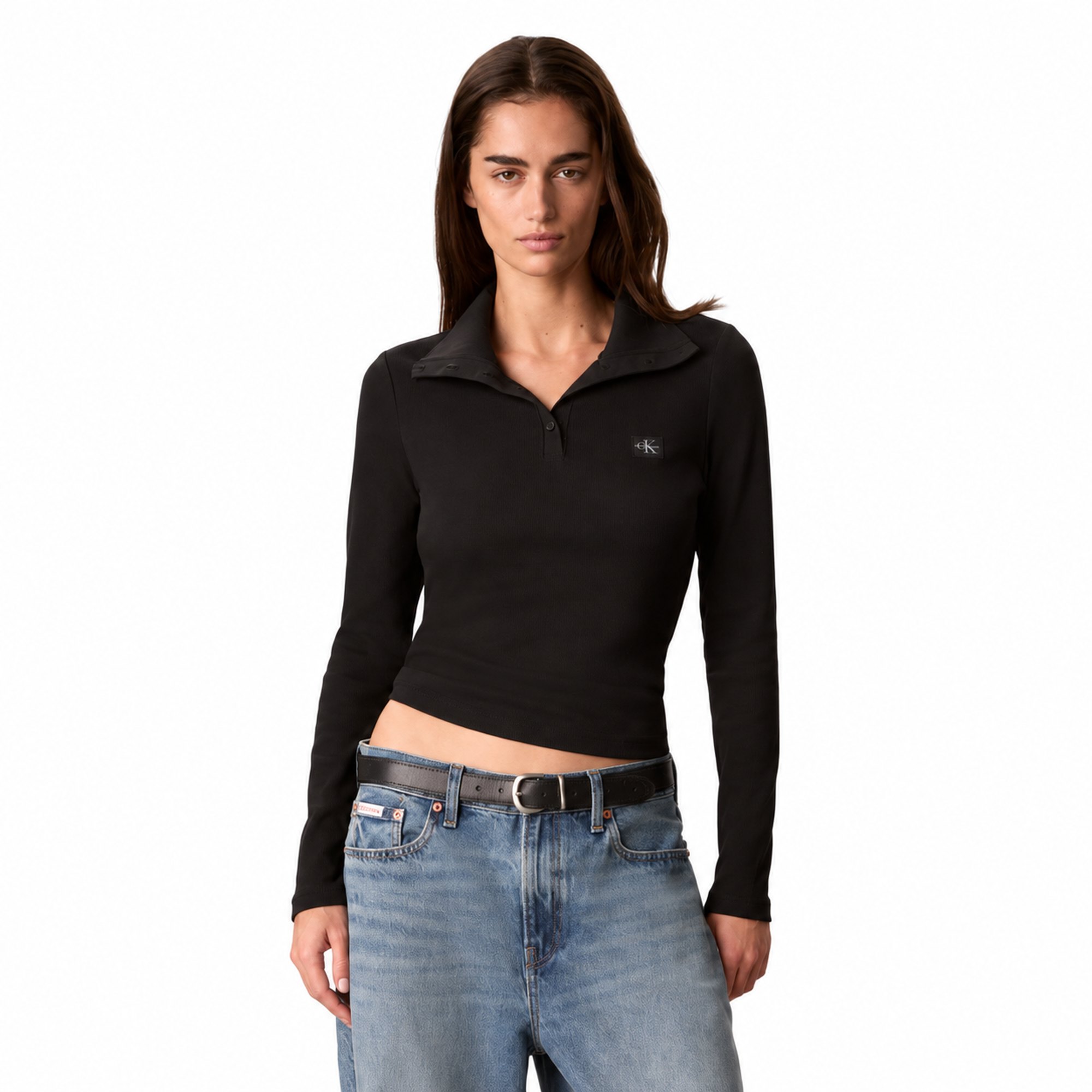 חולצה נשים CALVIN KLEIN HENLEY TEE