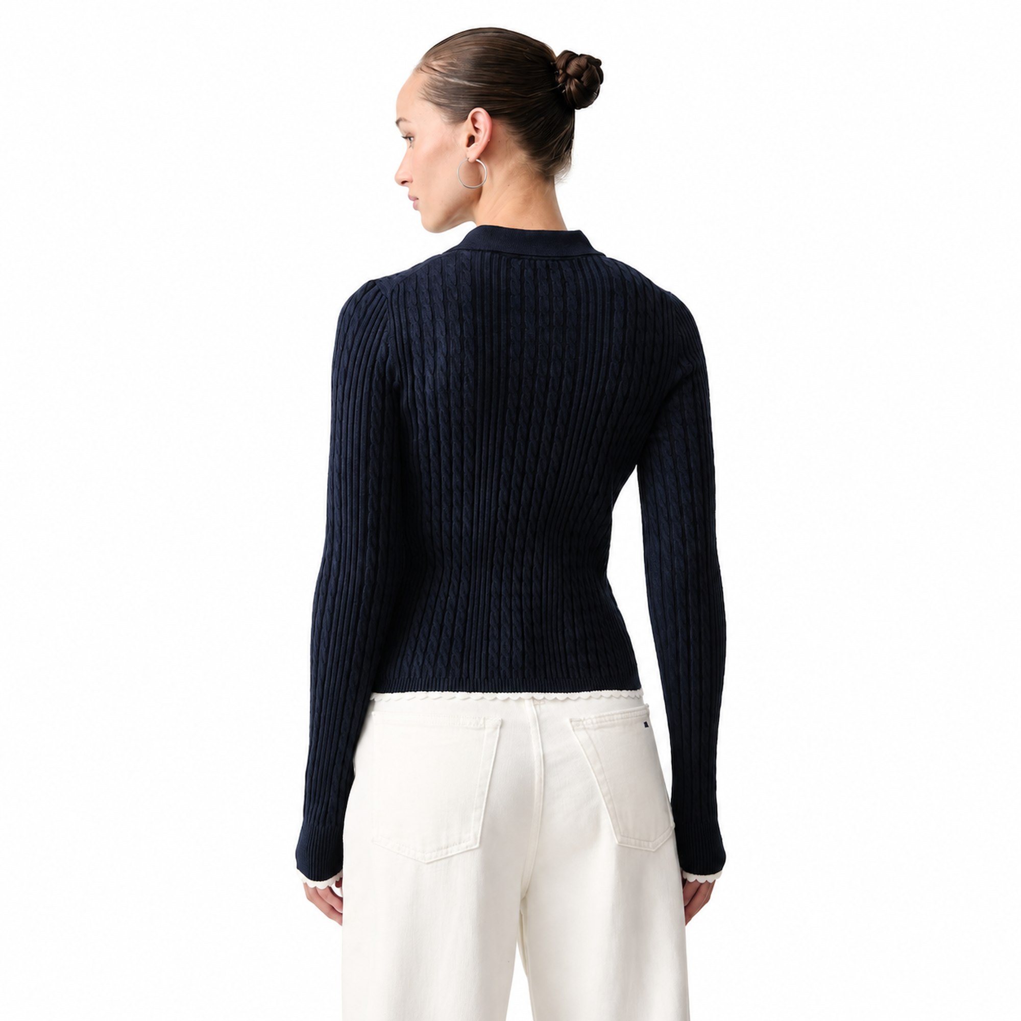 סריג נשים TOMMY HILFIGER CABLE POLO SWEATER
