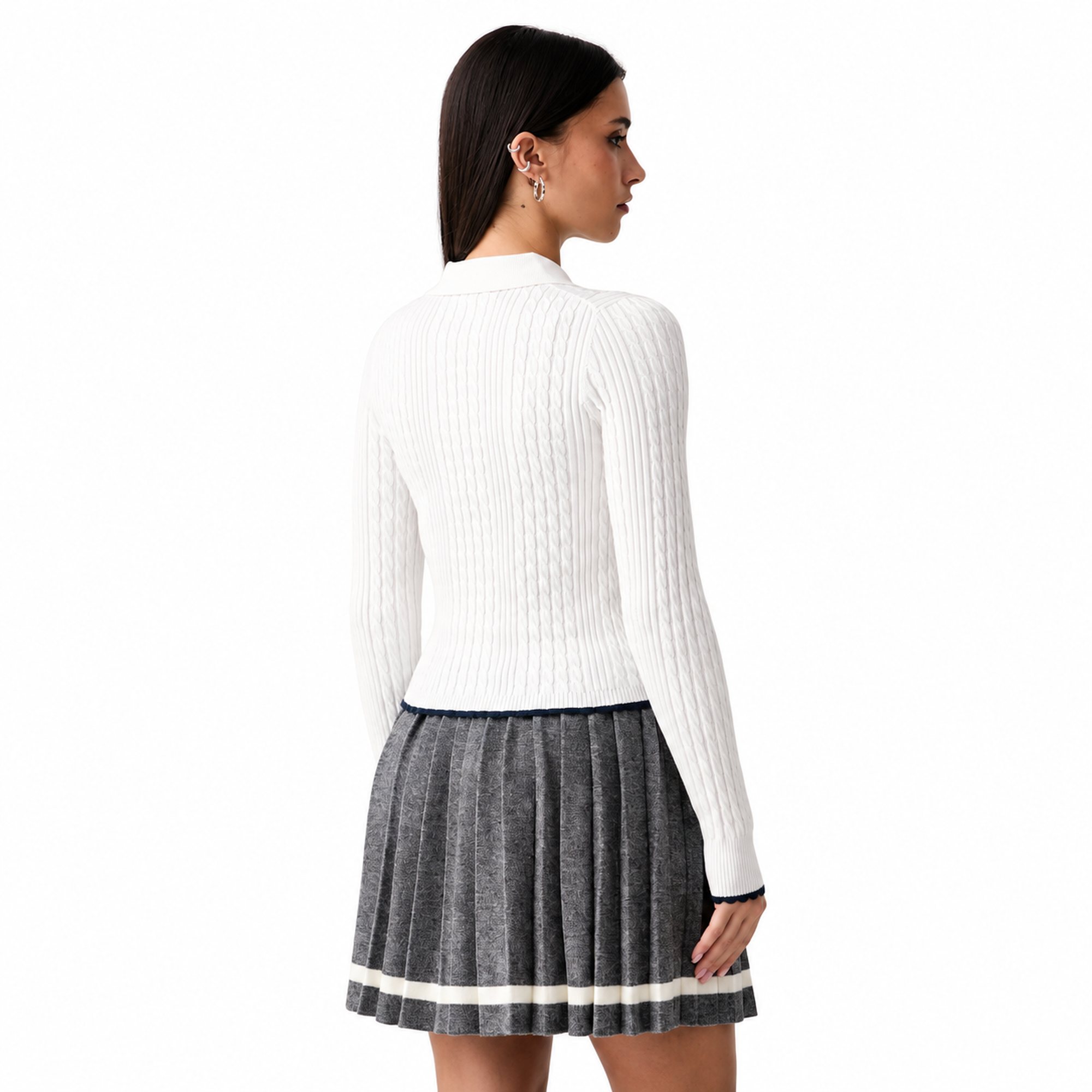 סריג נשים TOMMY HILFIGER CABLE POLO SWEATER