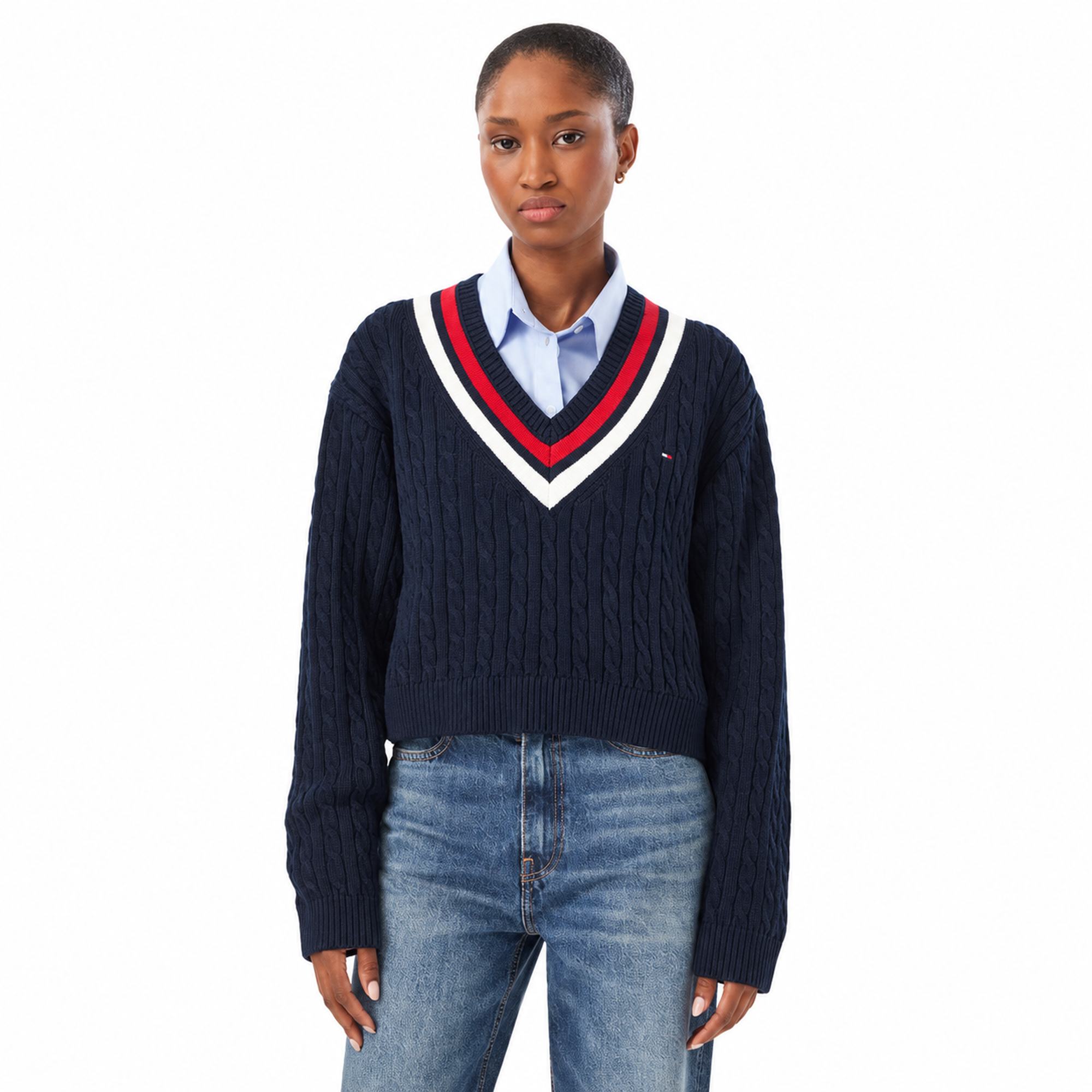 סריג נשים TOMMY HILFIGER CABLE SWEATER