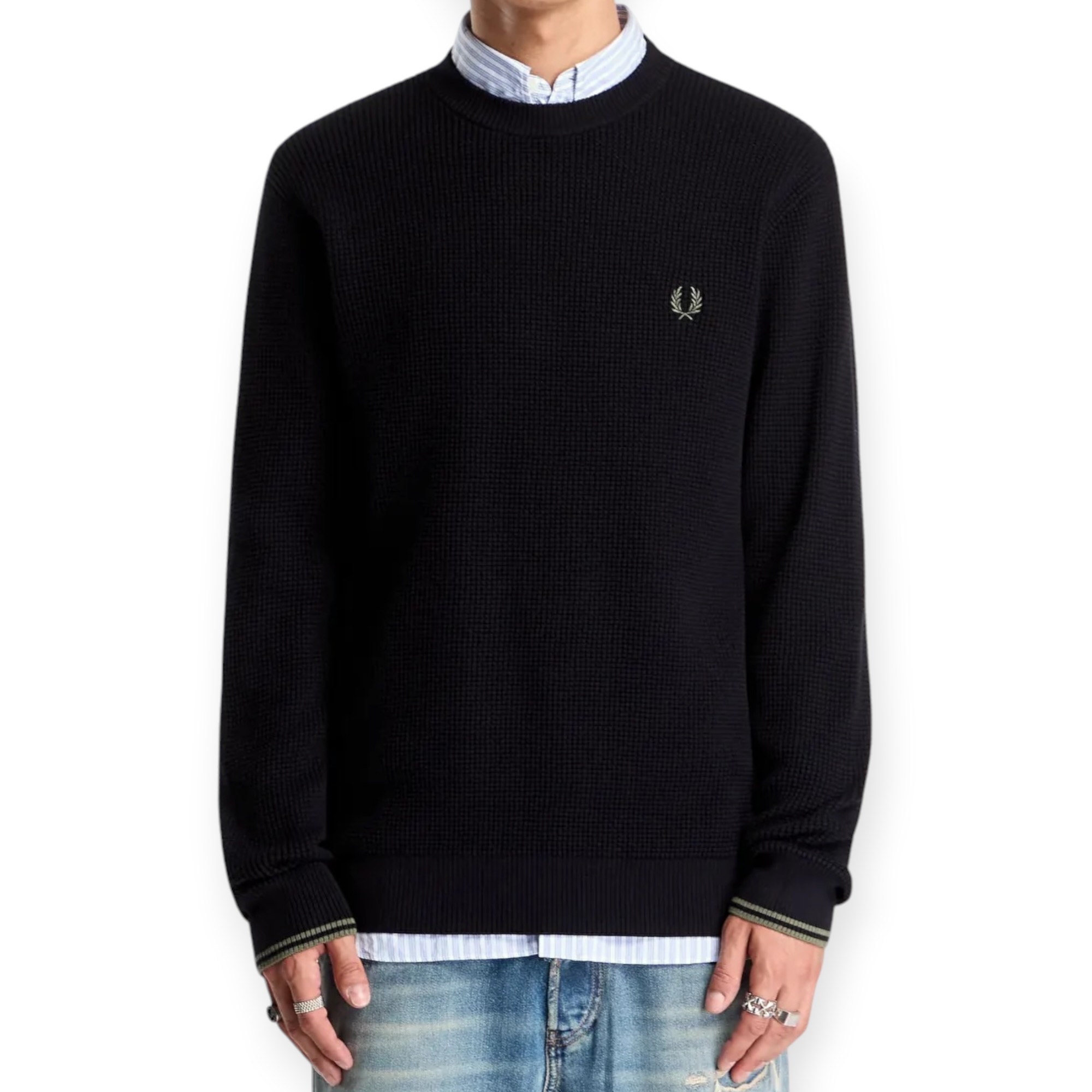 חולצה גברים FRED PERRY WAFFLE STITCH JUMPER