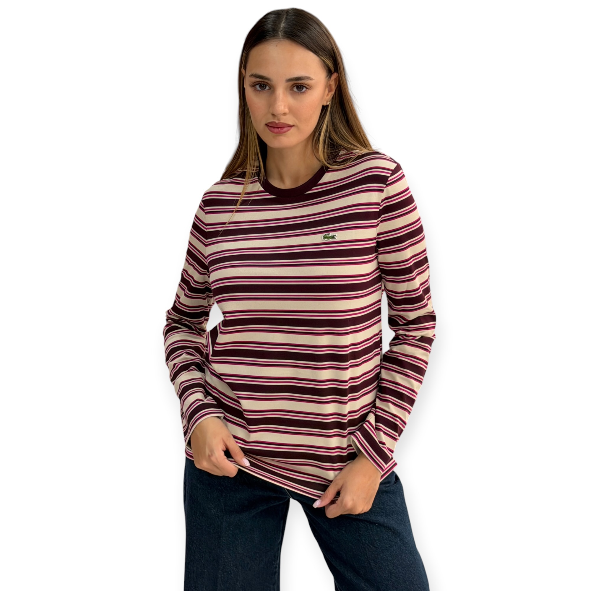 חולצה נשים LACOSTE CREWNECK SHIRT