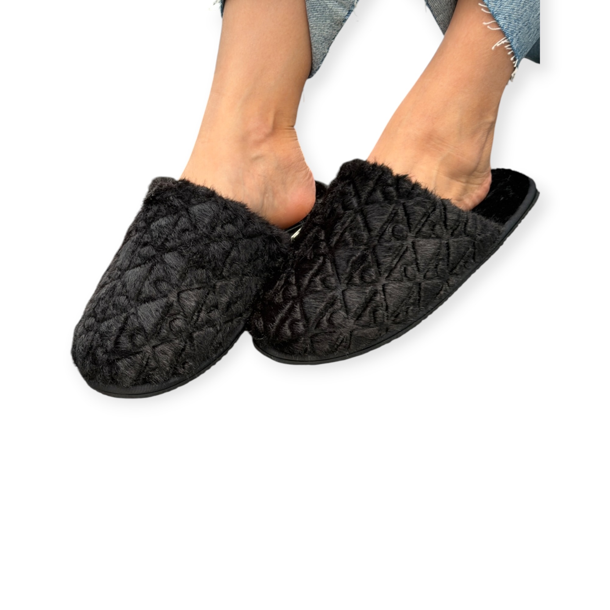 נעלי בית נשים CALVIN KLEIN SLIPPER FUR AOP
