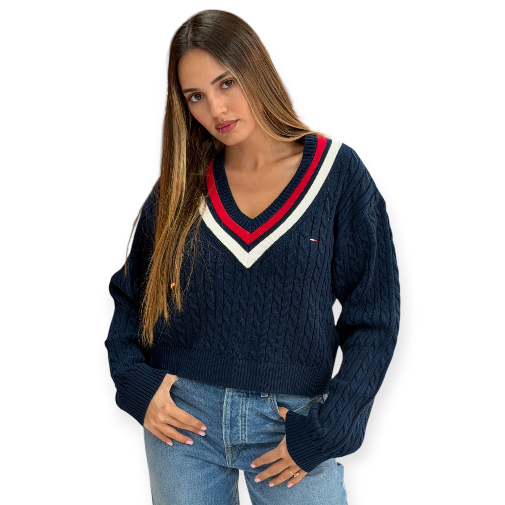 סריג נשים TOMMY HILFIGER CABLE SWEATER
