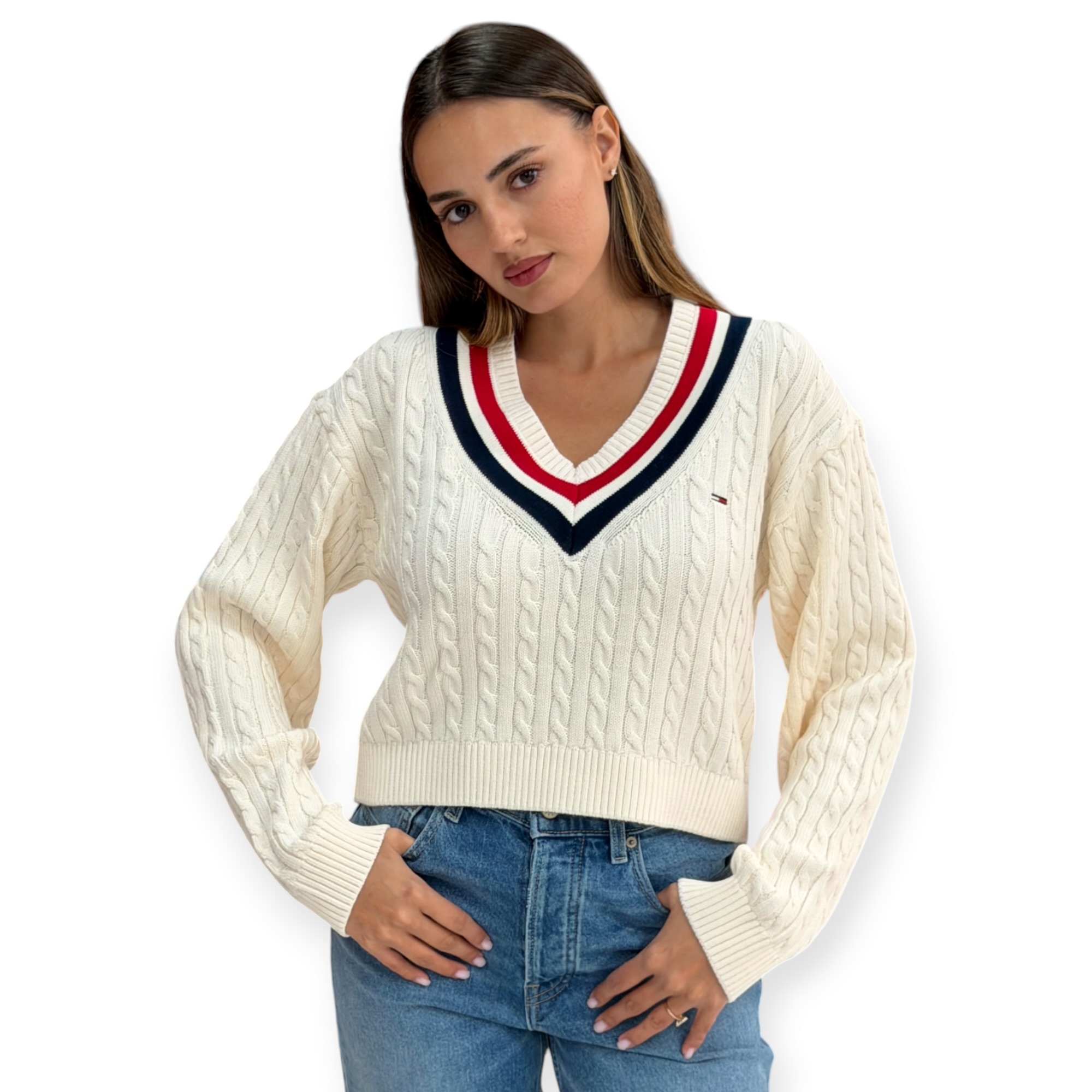 סריג נשים TOMMY HILFIGER CABLE SWEATER