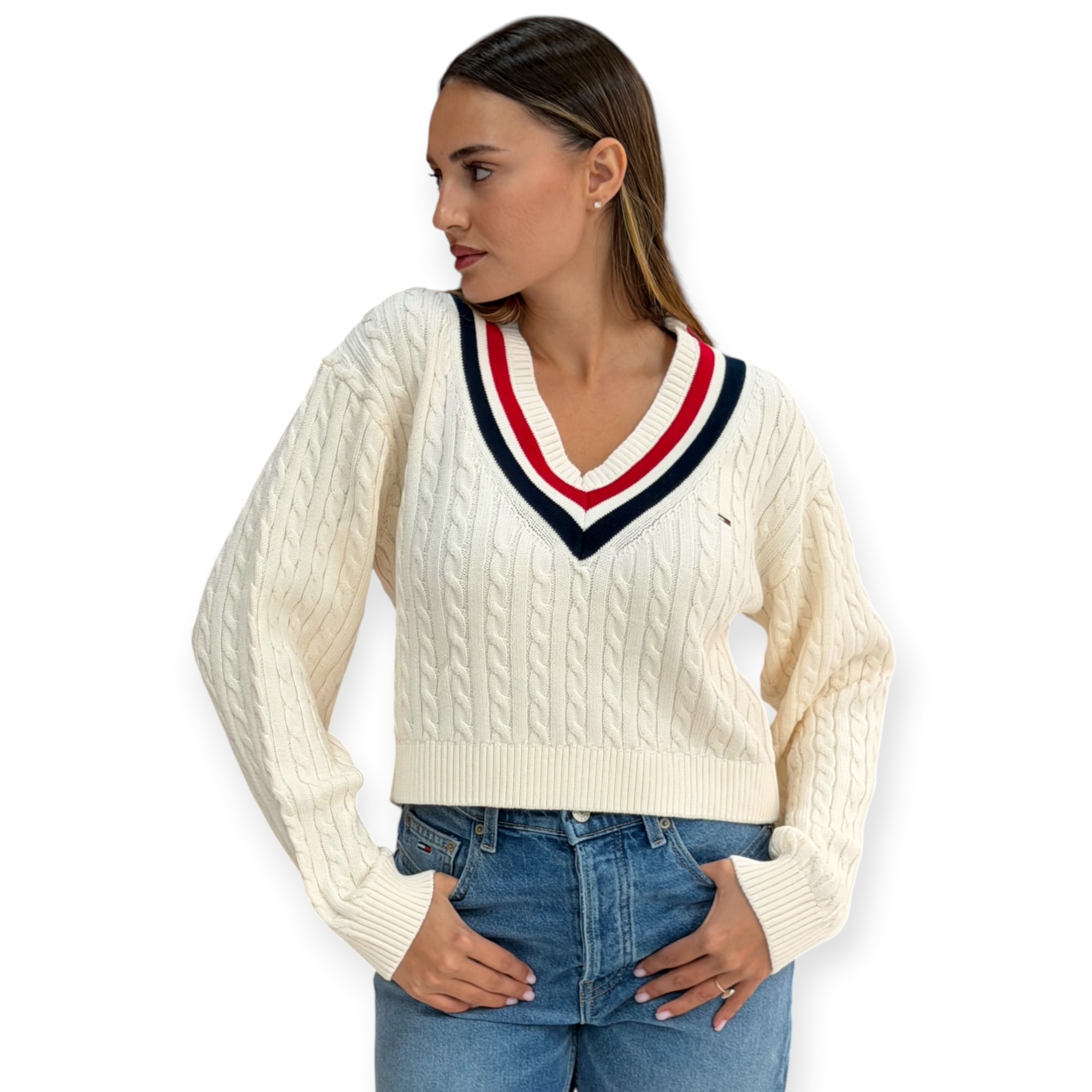 סריג נשים TOMMY HILFIGER CABLE SWEATER