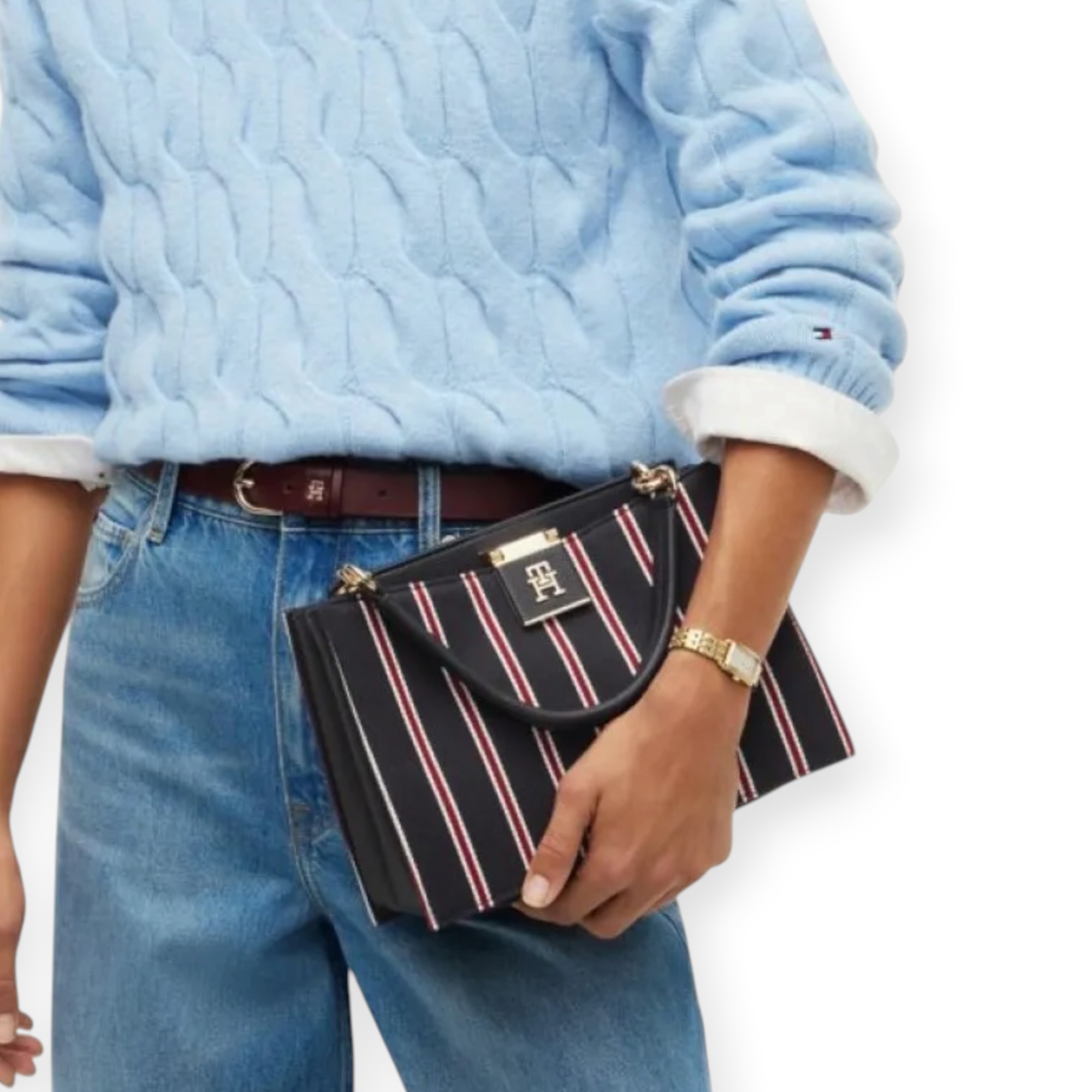תיק נשים TOMMY HILFIGER SATCHEL STRIPE תיק נשים TOMMY HILFIGER SATCHEL STRIPE