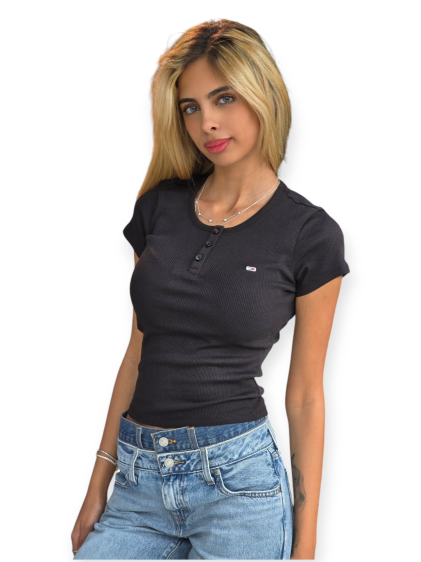 חולצה TOMMY HILFIGER SLIM BUTTON RIB