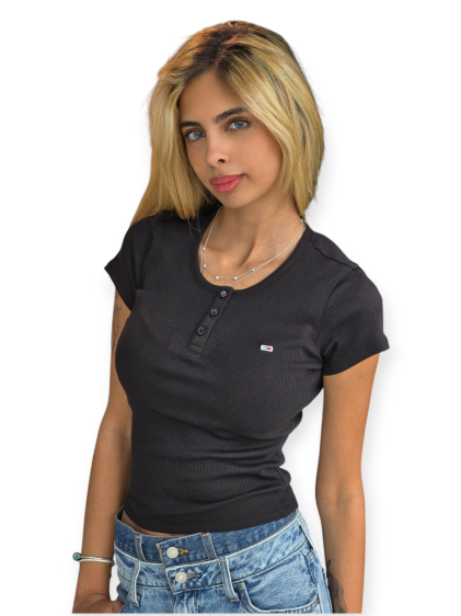 חולצה TOMMY HILFIGER SLIM BUTTON RIB