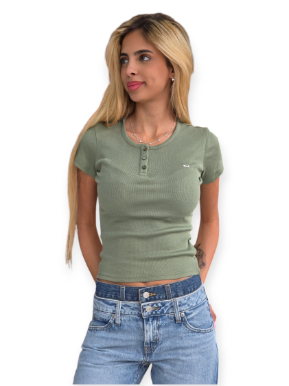 חולצה TOMMY HILFIGER SLIM BUTTON RIB
