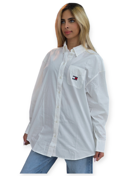 חולצה TOMMY HILFIGER OVER SIZE POPLIN SHIRT