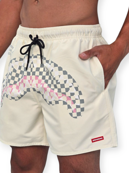 מכנס CREAM CHECK SWIM SHORT